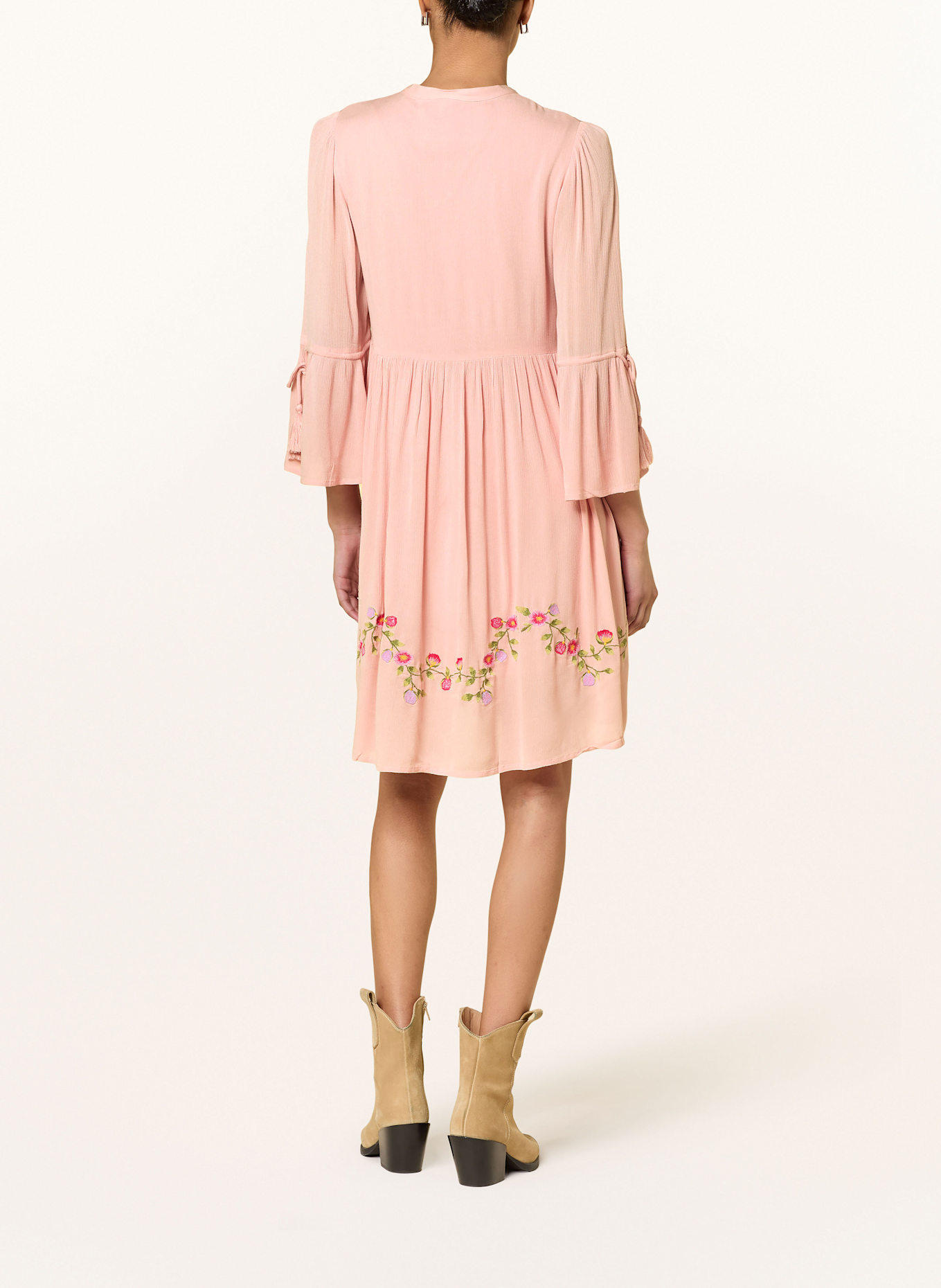 Y.A.S. Musselinkleid mit 3/4-Arm: ROSA / GRÜN / PINK