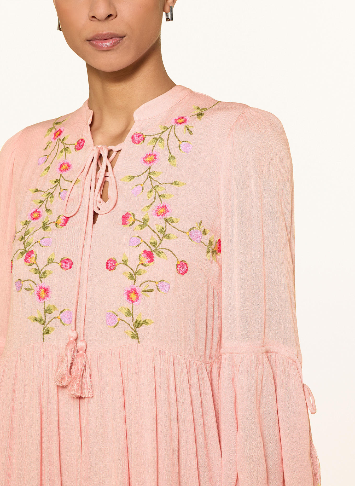 Y.A.S. Musselinkleid mit 3/4-Arm: ROSA / GRÜN / PINK