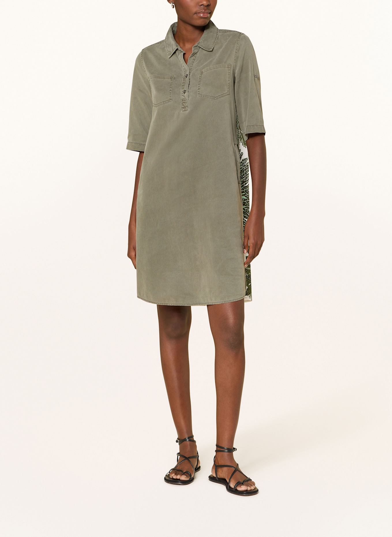 CATNOIR Hemdblusenkleid: DUNKELGRÜN / WEISS / GRÜN