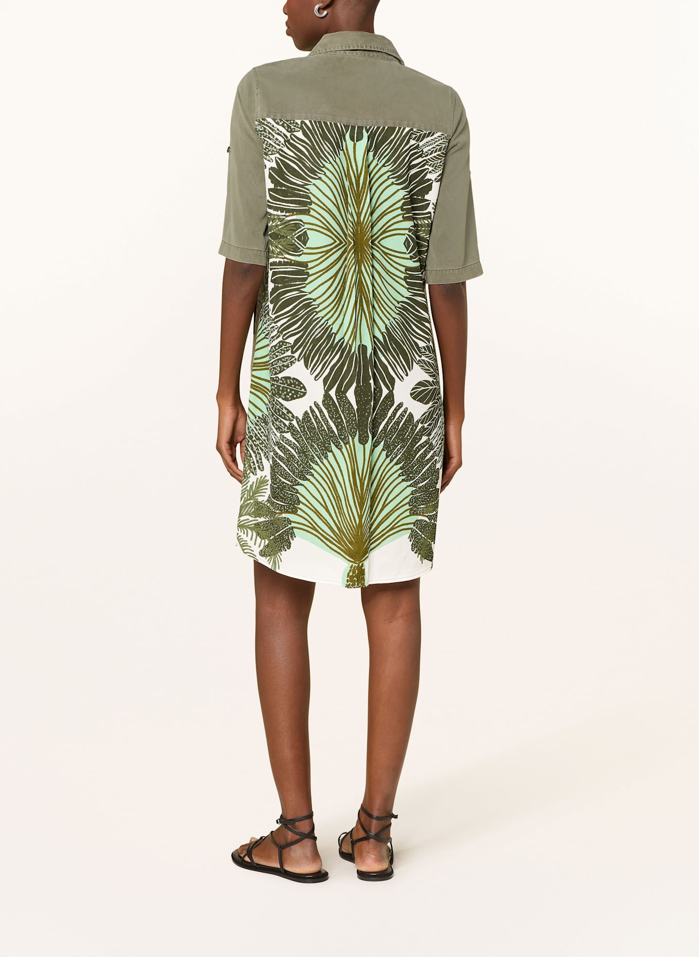 CATNOIR Hemdblusenkleid: DUNKELGRÜN / WEISS / GRÜN