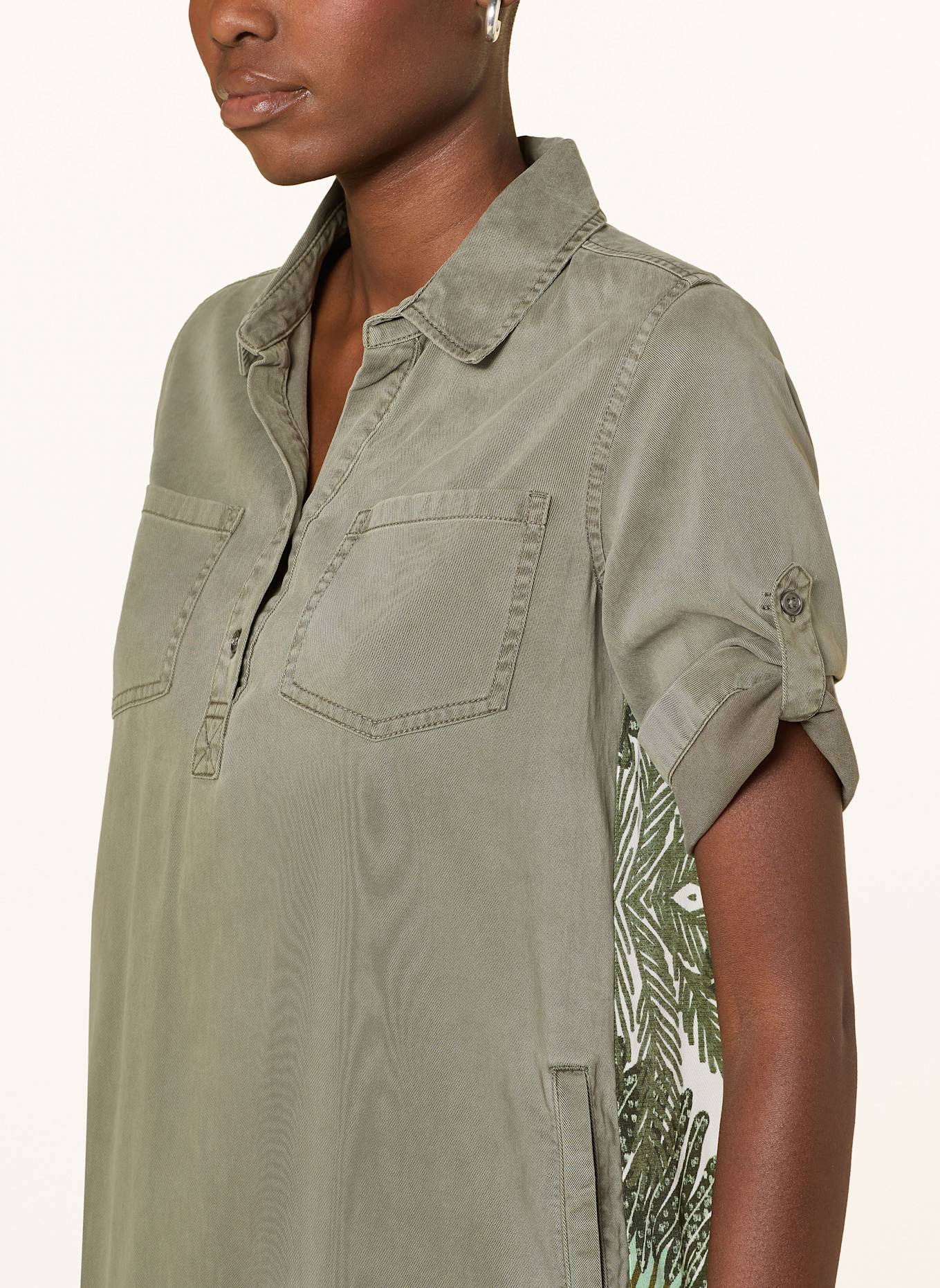 CATNOIR Hemdblusenkleid: DUNKELGRÜN / WEISS / GRÜN