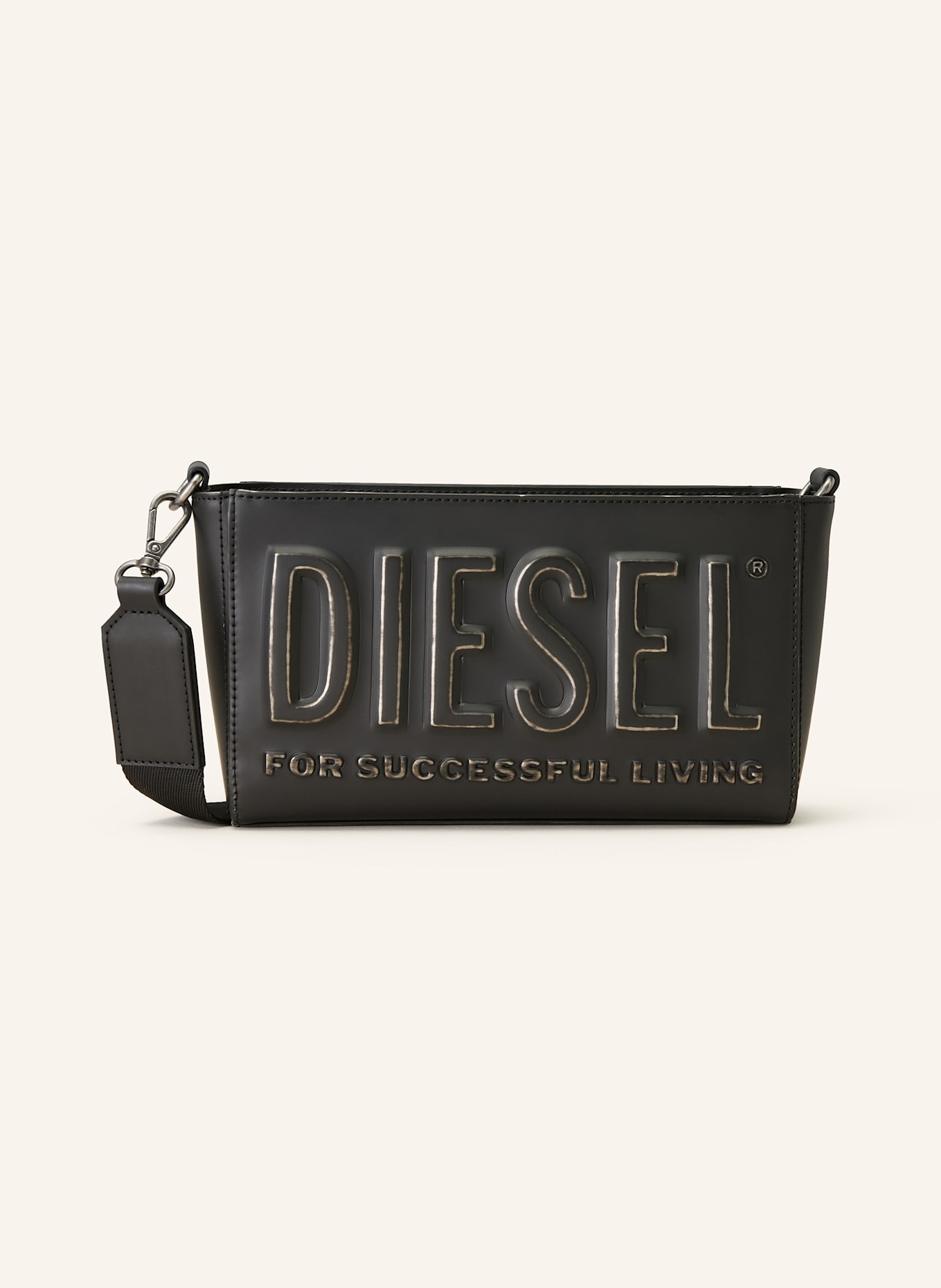 DIESEL Taška přes rameno CAMERA BAG: ČERNÁ / ŠEDÁ
