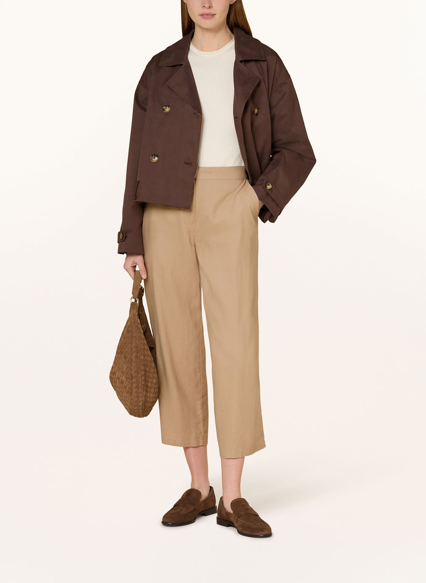 Betty Barclay 7/8 kalhoty se lnem: BÉŽOVÁ