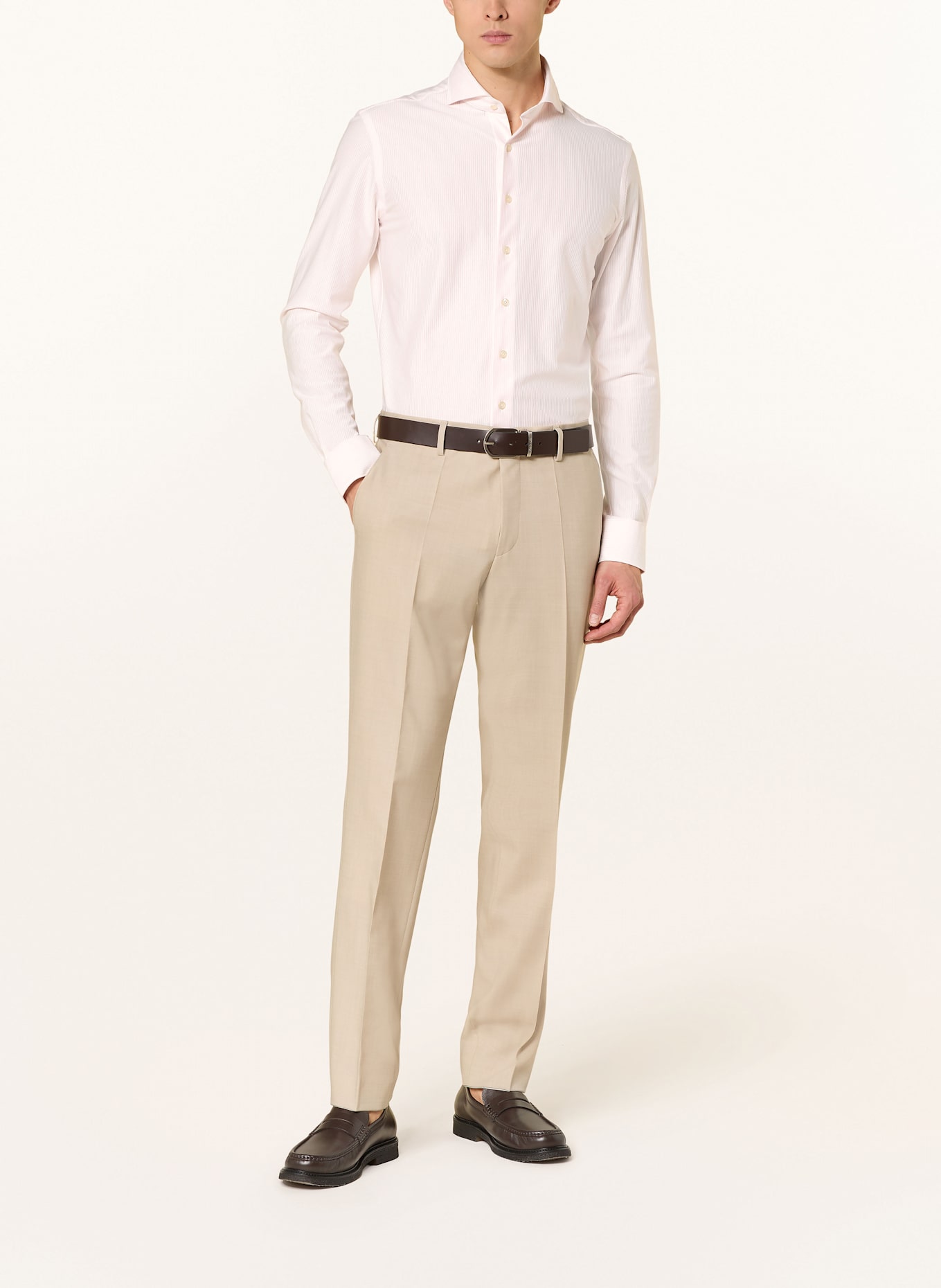 PROFUOMO Košile Slim Fit: SVĚTLE RŮŽOVÁ / BÍLÁ