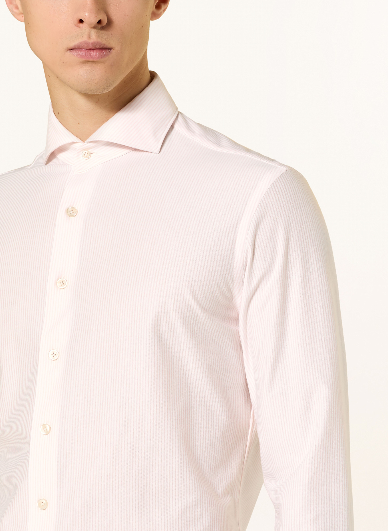 PROFUOMO Košile Slim Fit: SVĚTLE RŮŽOVÁ / BÍLÁ