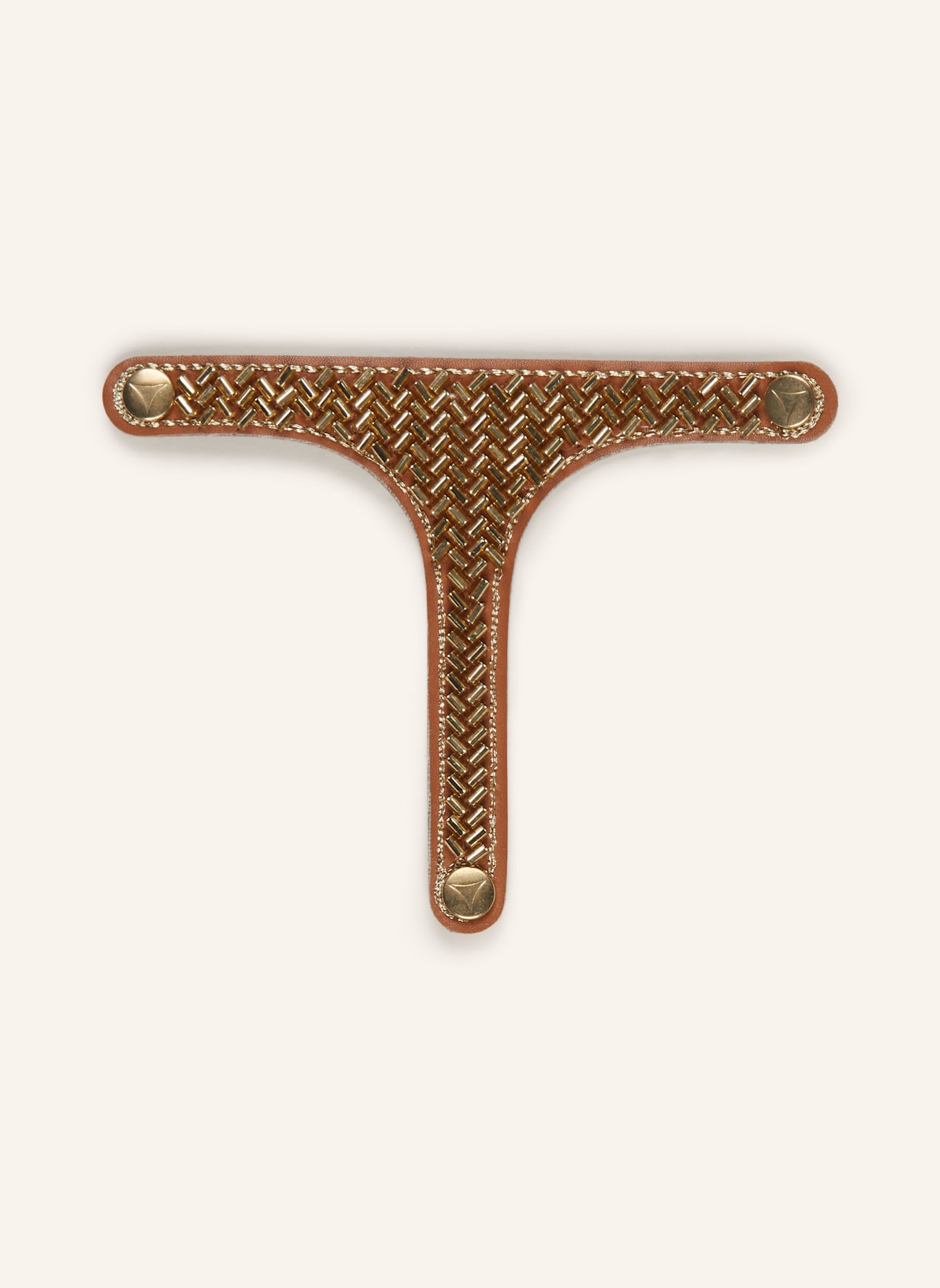 HEY MARLY Sandal upper METALLIC BEADS with decorative beads: COGNAC