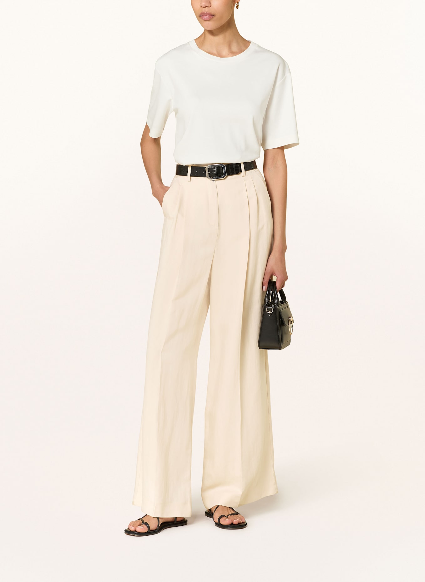 WEEKEND Max Mara Marlenehose VELIERO mit Leinen: CREME
