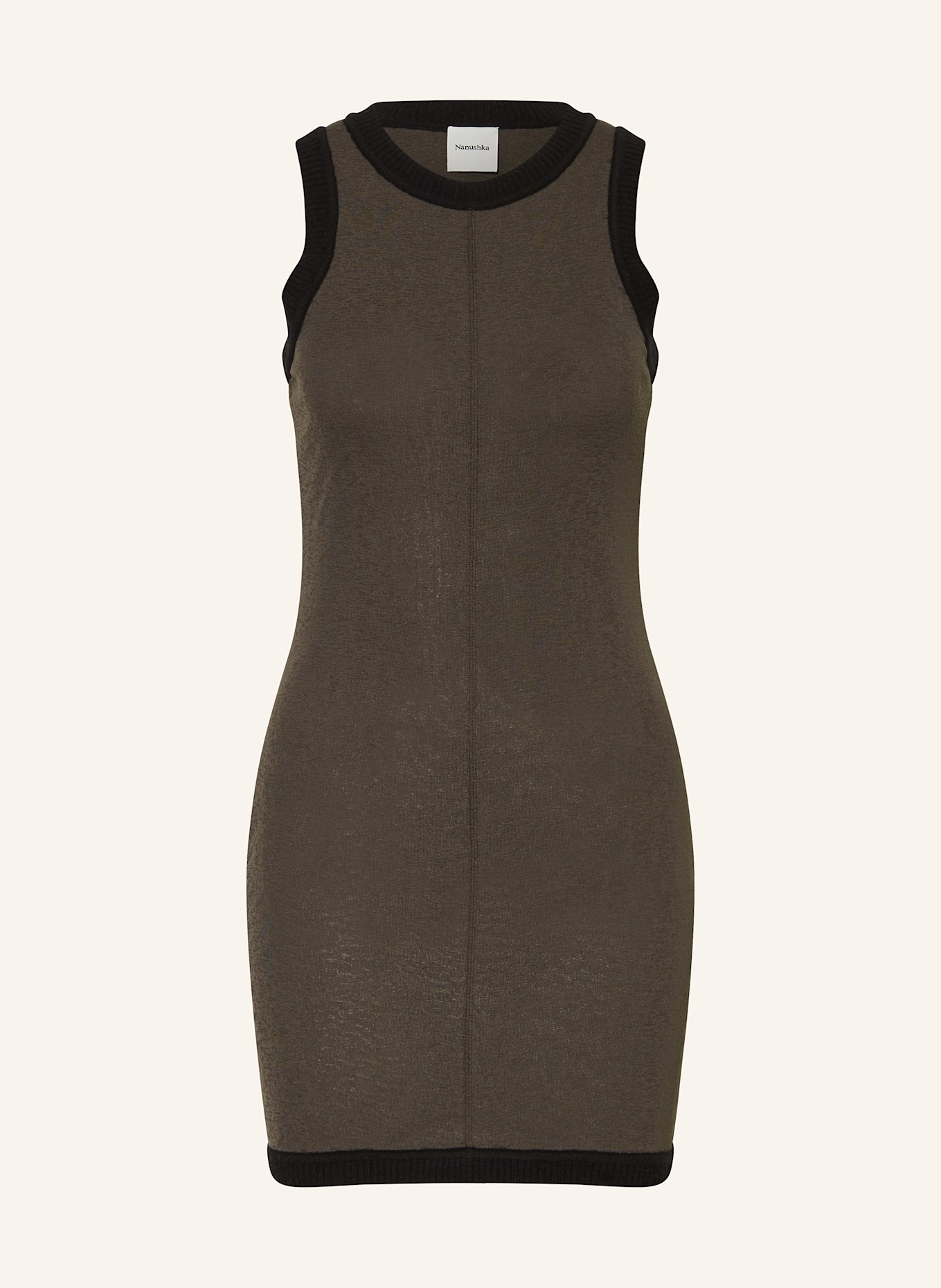 Nanushka Jerseykleid LORETT: KHAKI / SCHWARZ