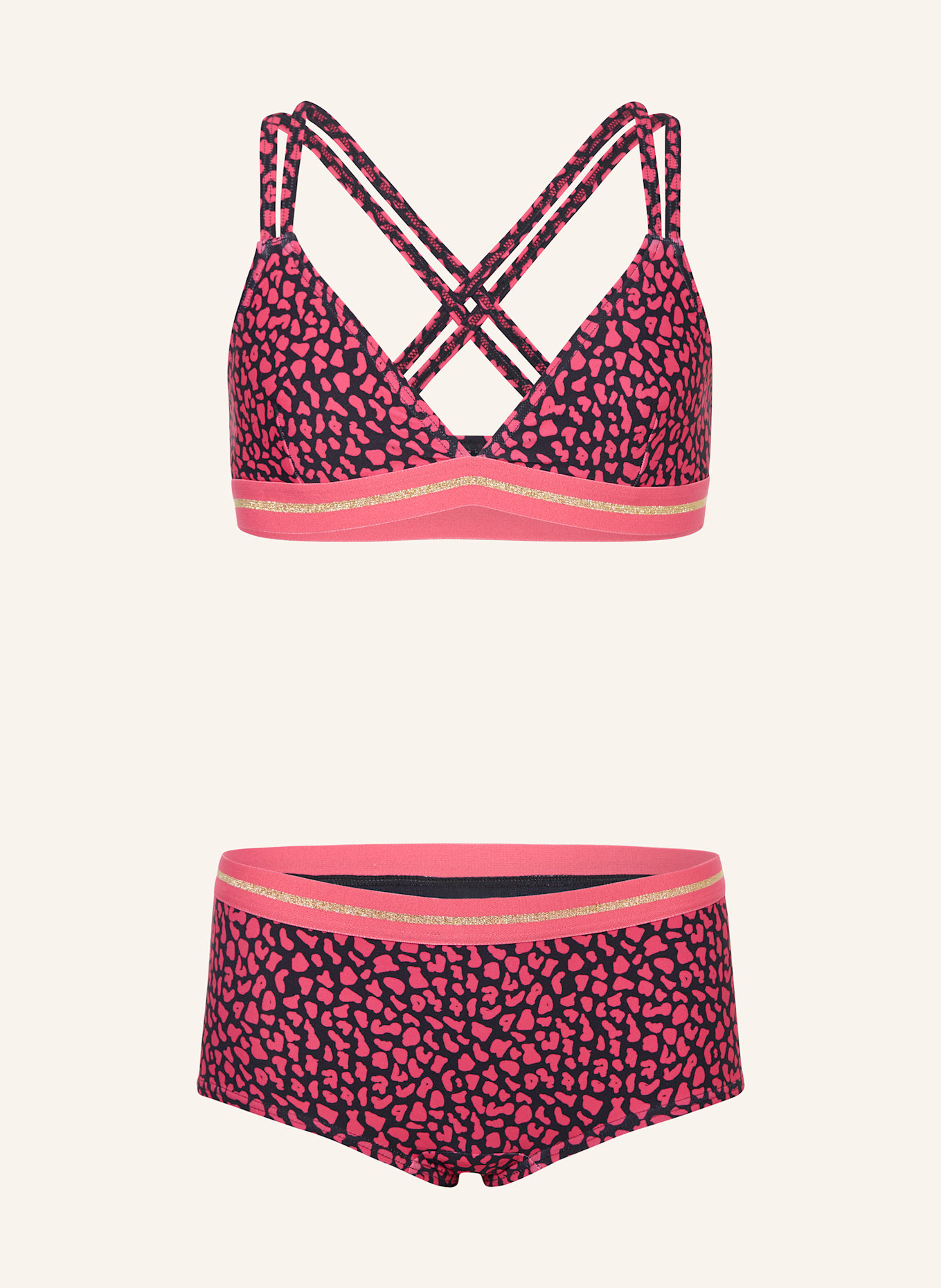 Sanetta Bralette-Bikini mit UV-Schutz 50+ mit Glitzergarn: DUNKELBLAU / PINK