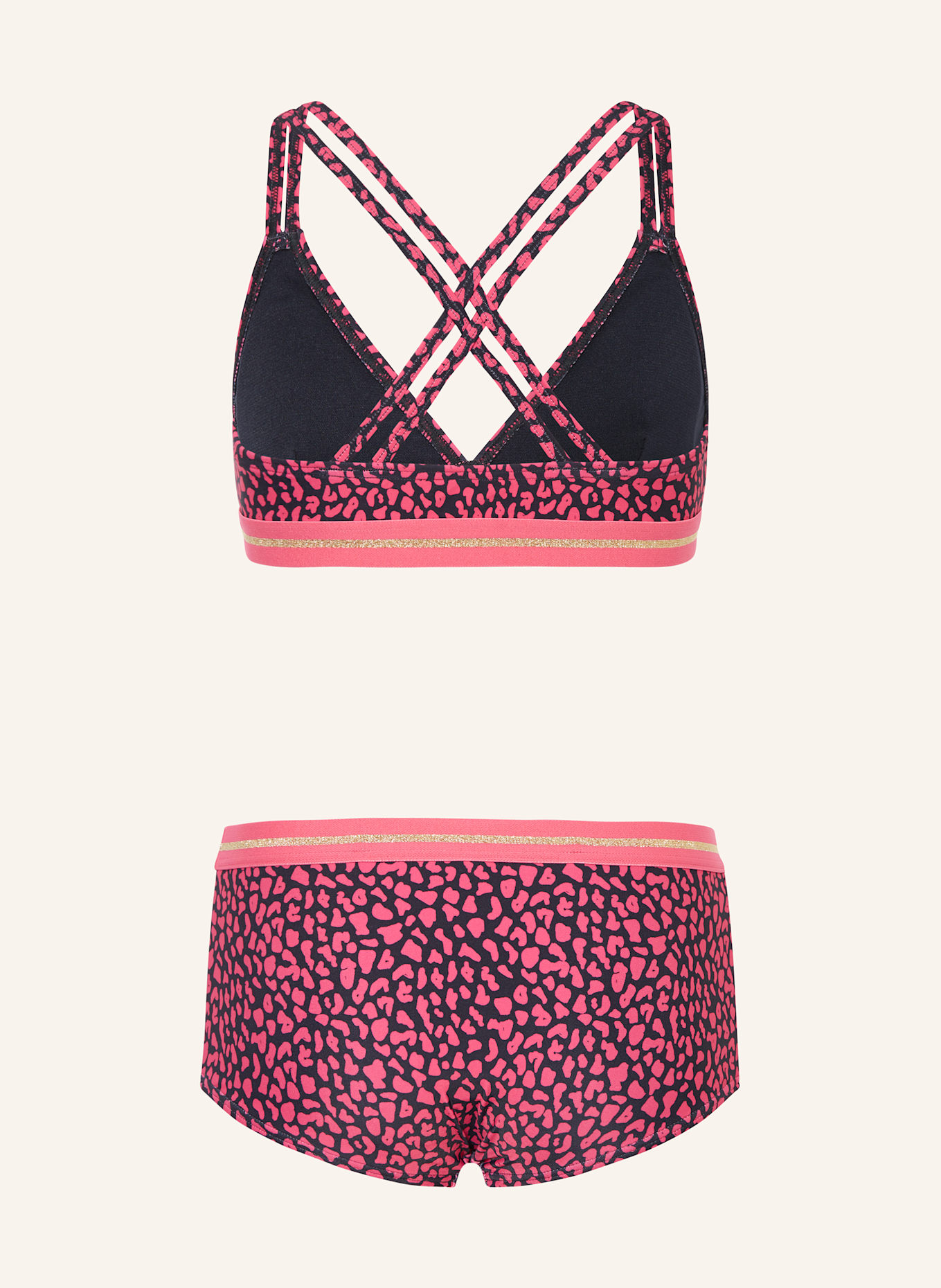 Sanetta Bralette-Bikini mit UV-Schutz 50+ mit Glitzergarn: DUNKELBLAU / PINK