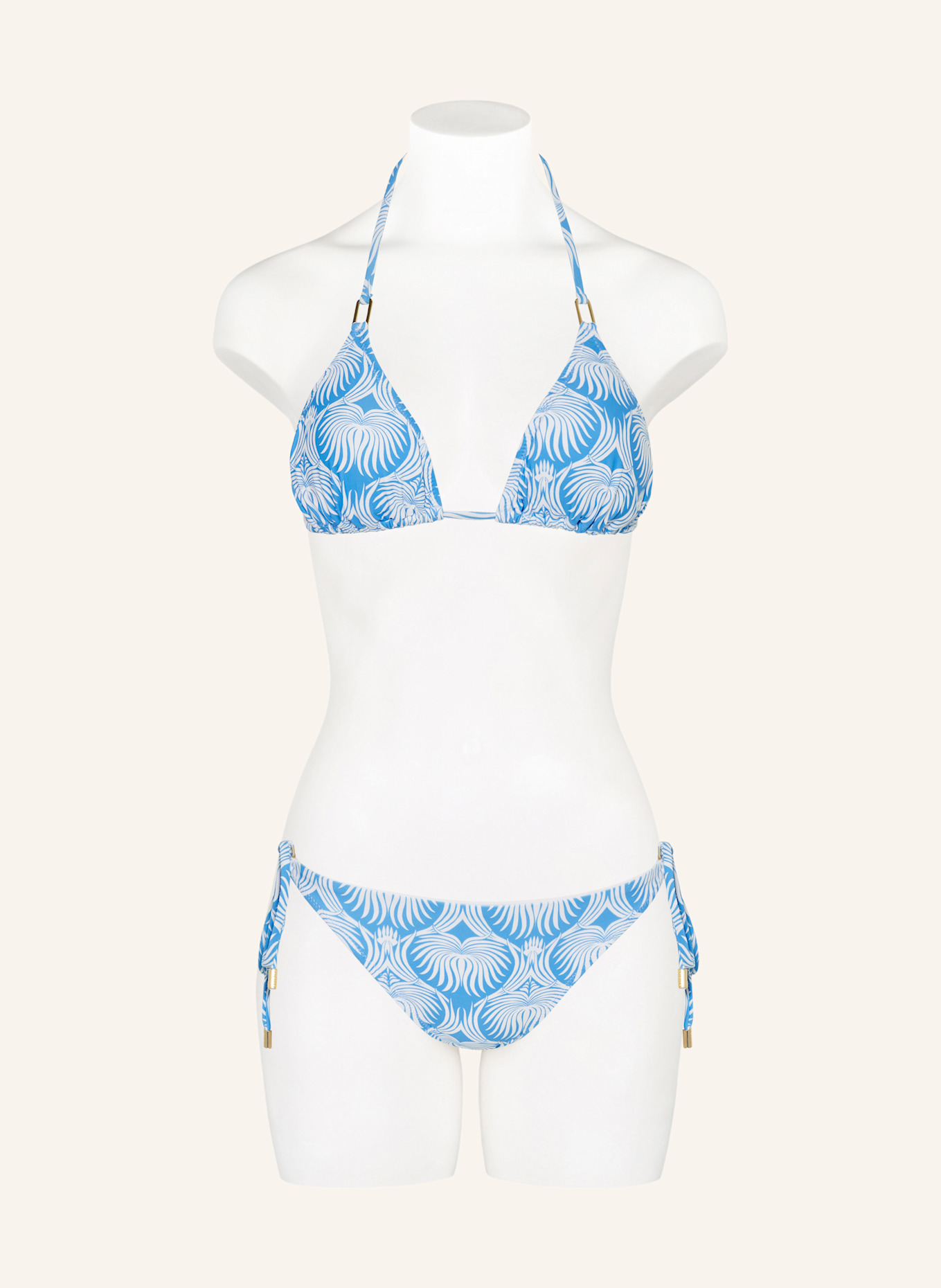 MELISSA ODABASH Triangle bikini CANCUN: TURQUOISE/ WHITE