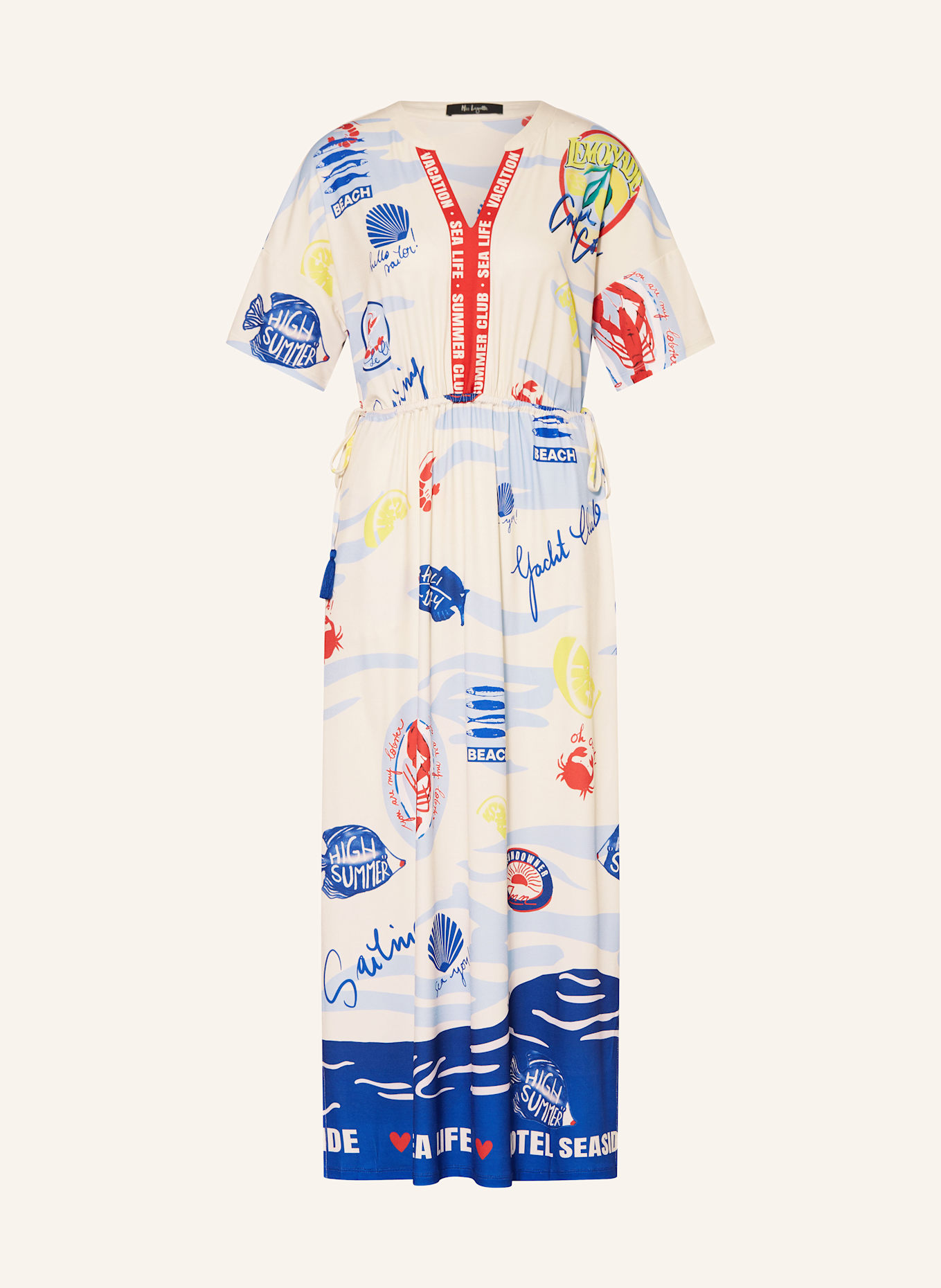 Miss Lagotte Dress: ECRU / LIGHT BLUE / RED