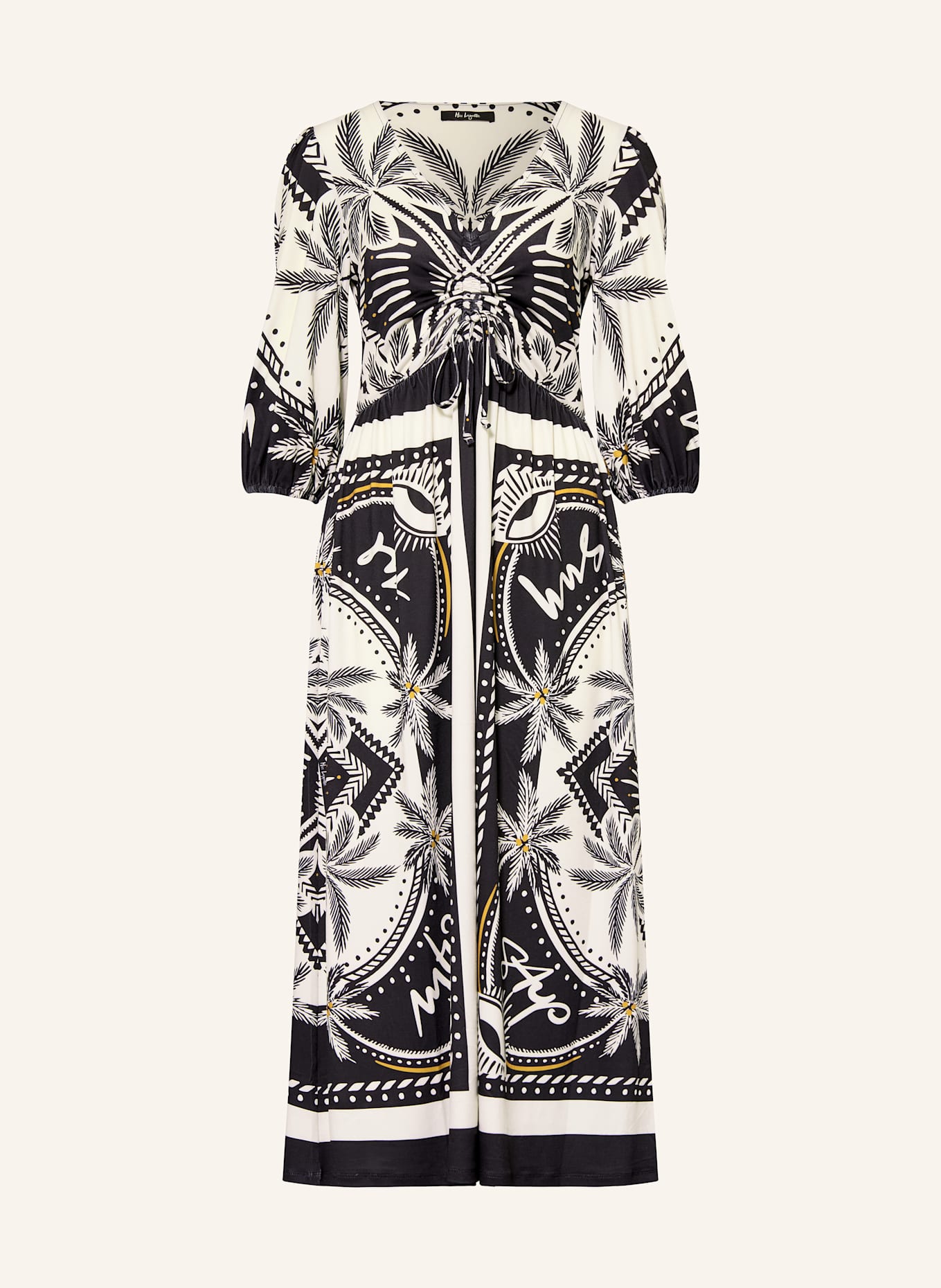 Miss Lagotte Jerseykleid mit 3/4-Arm: SCHWARZ / CREME / DUNKELORANGE