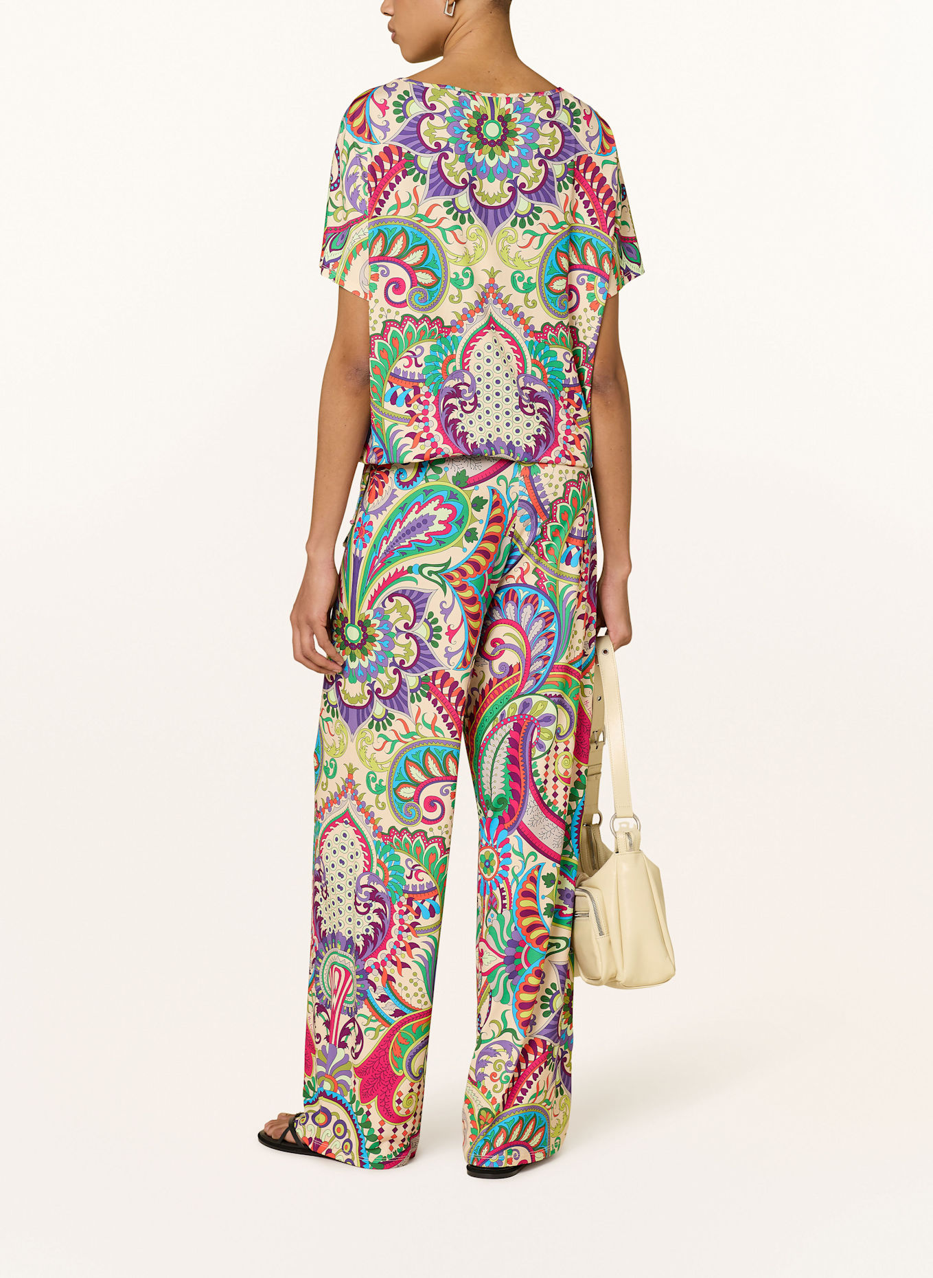 Miss Lagotte Marlenehose: PINK / GRÜN / ECRU