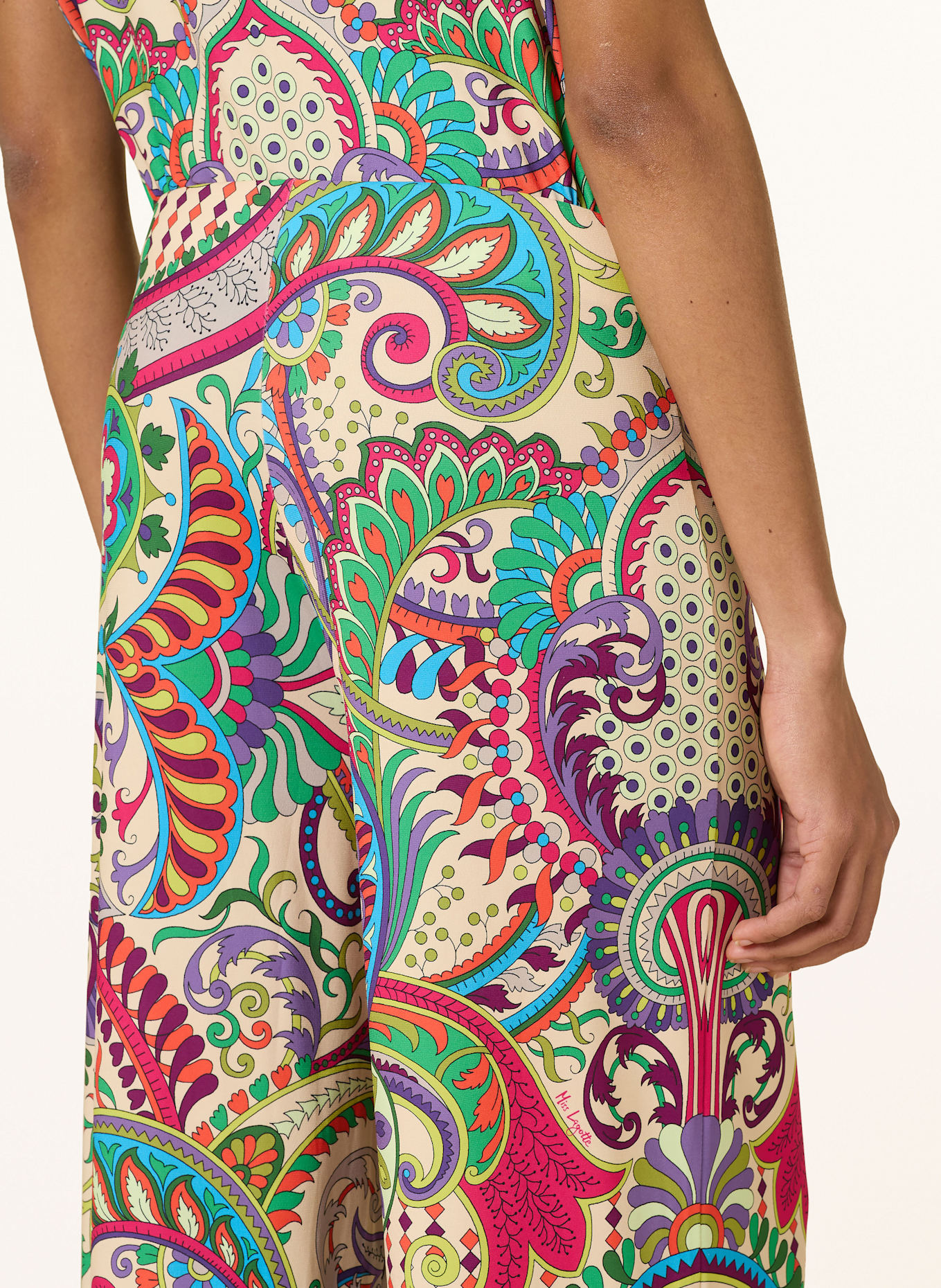 Miss Lagotte Marlenehose: PINK / GRÜN / ECRU