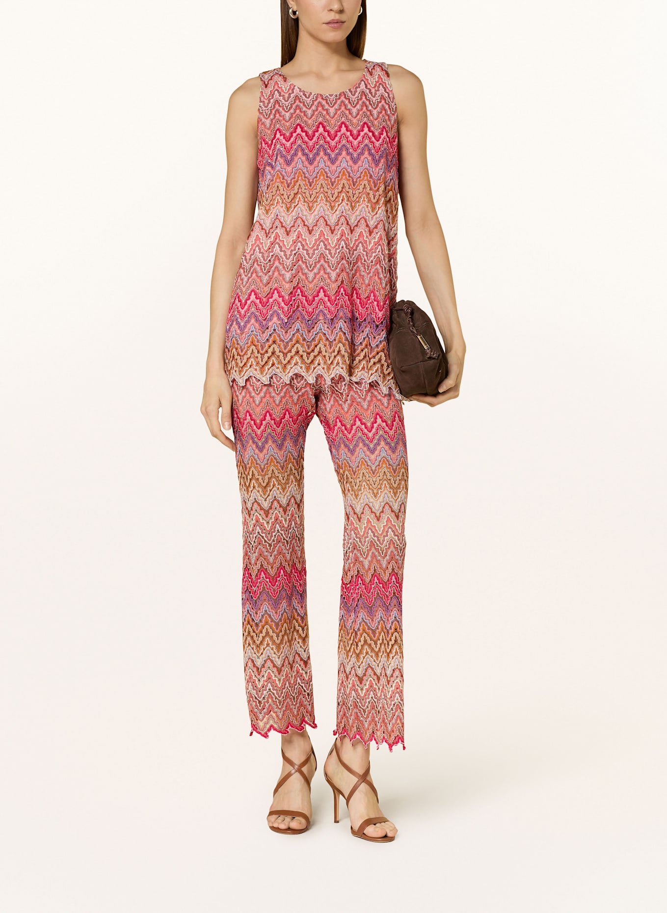 Ana Alcazar Spitzentop mit Glitzergarn: LACHS / NEONROT / BLAU