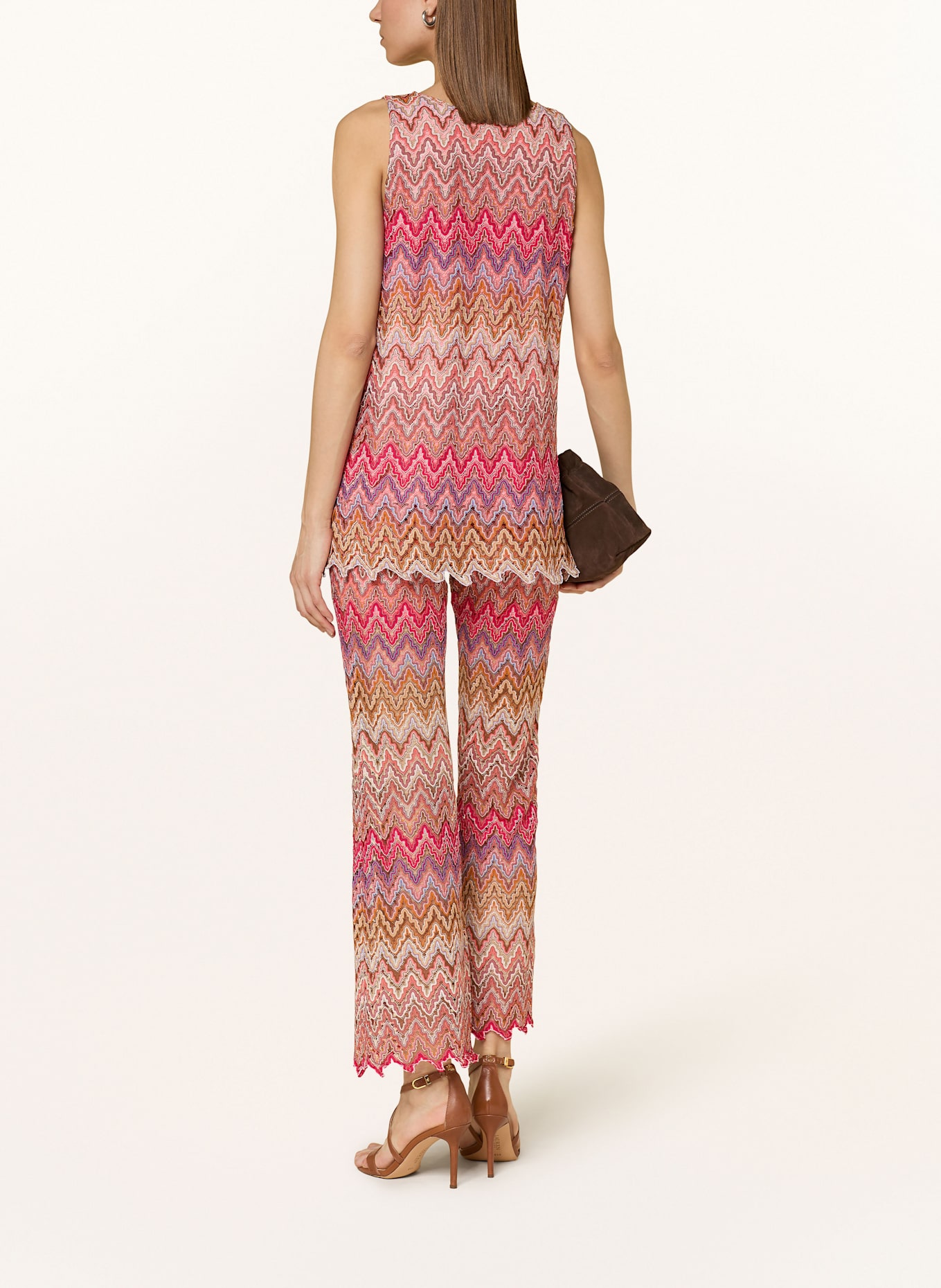 Ana Alcazar Spitzentop mit Glitzergarn: LACHS / NEONROT / BLAU