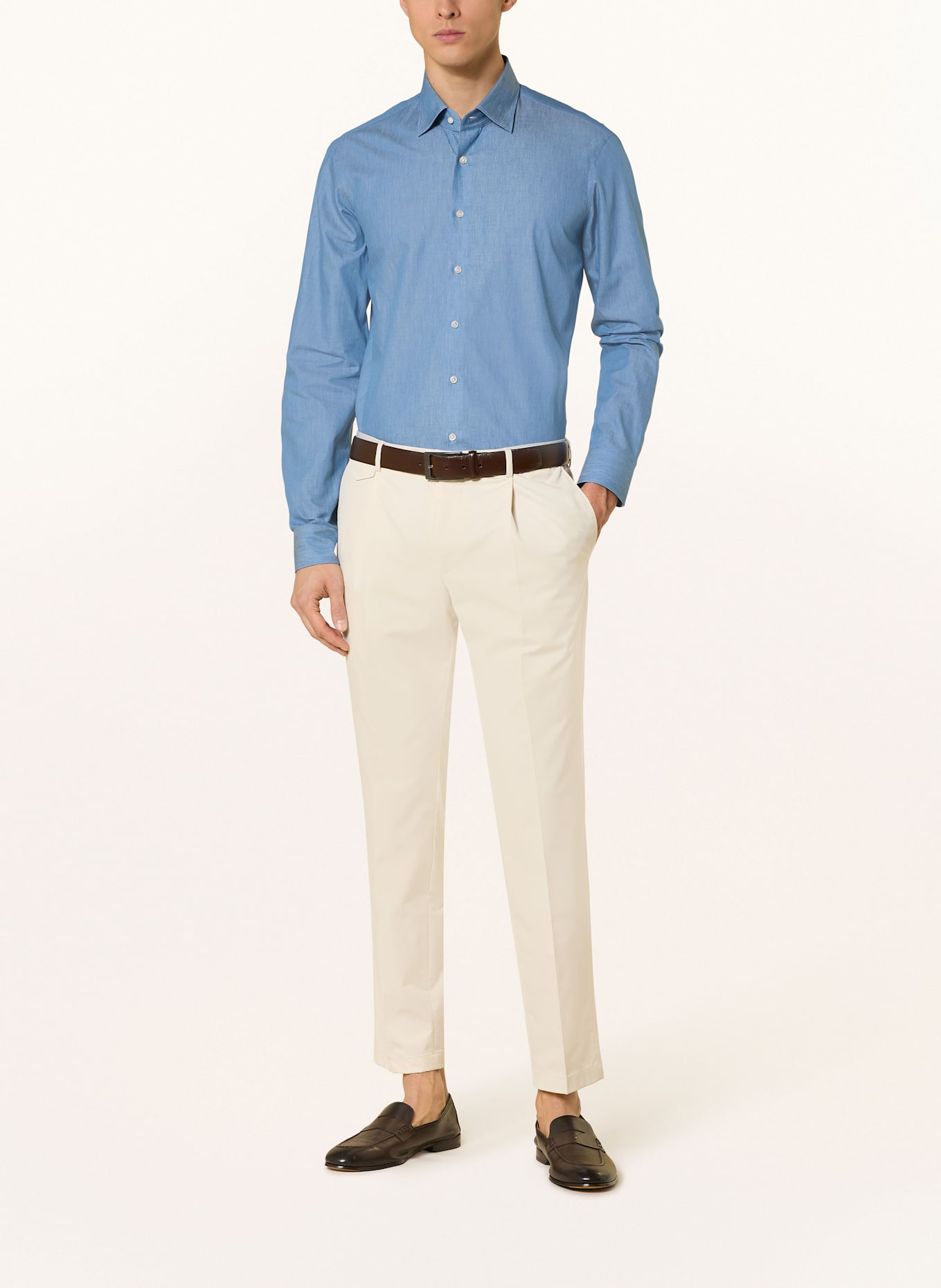 DRESSLER Hemd VENICE Shaped Fit in Jeansoptik: HELLBLAU