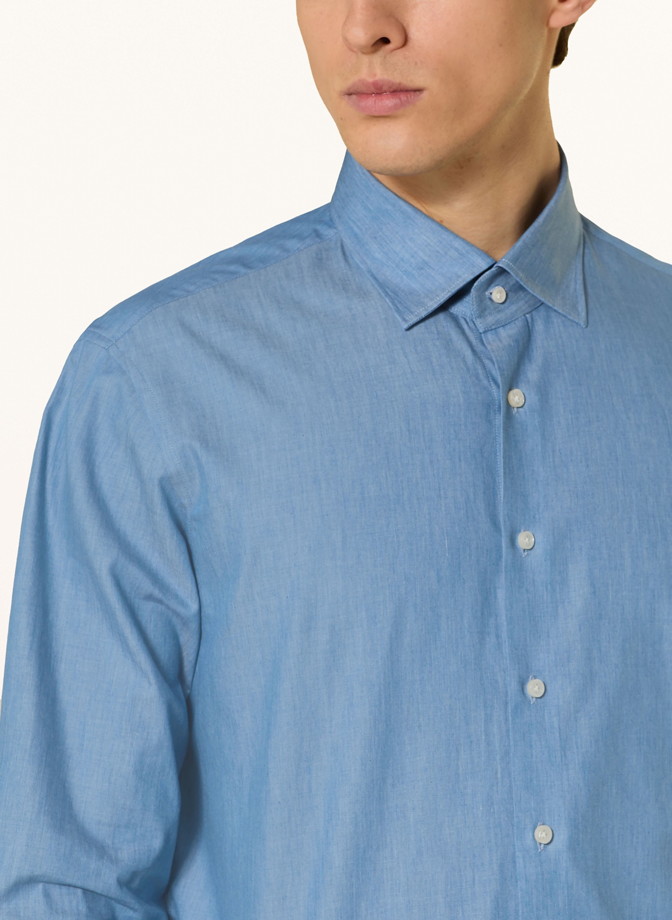 DRESSLER Hemd VENICE Shaped Fit in Jeansoptik: HELLBLAU