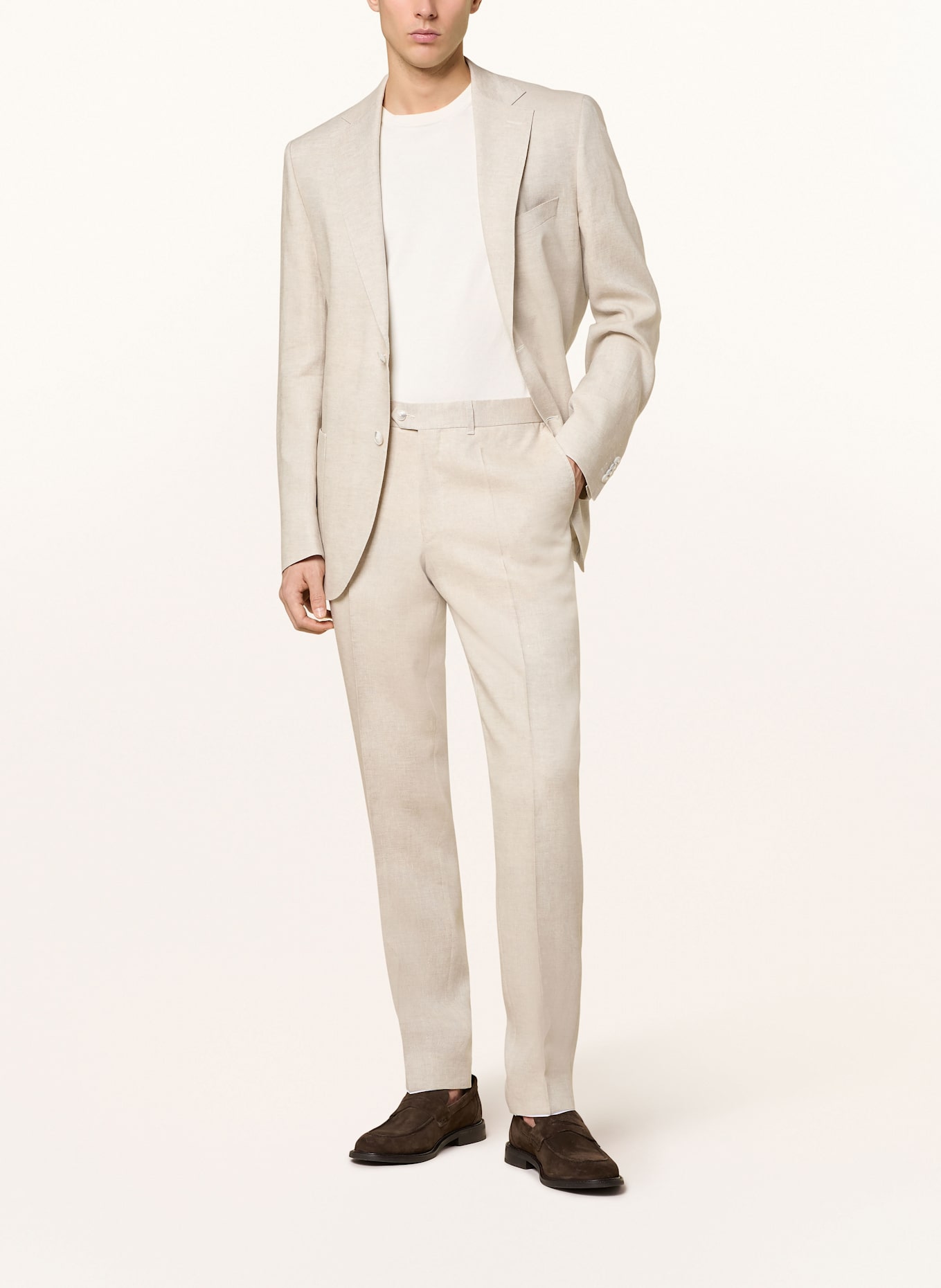 DRESSLER Spodnie garniturowe regular fit z lnu: 071 BEIGE