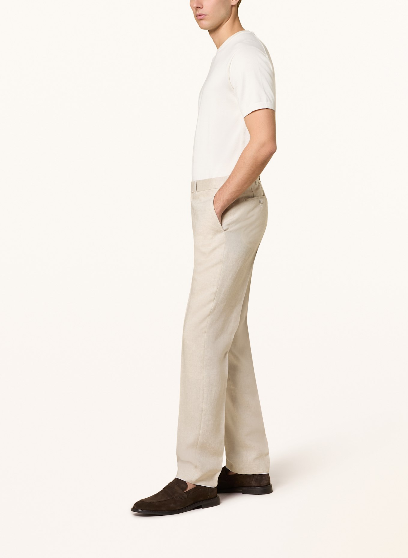 DRESSLER Spodnie garniturowe regular fit z lnu: 071 BEIGE