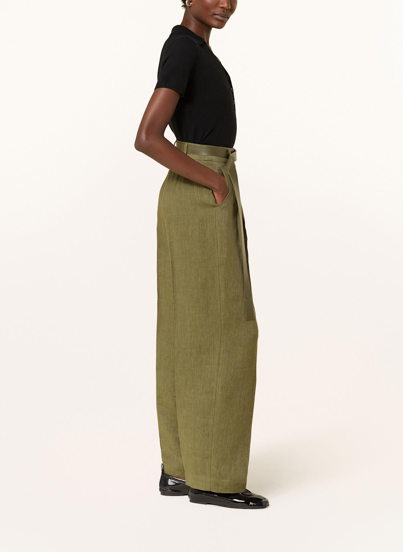 Max Mara STUDIO SIAMESE linen trousers in khaki