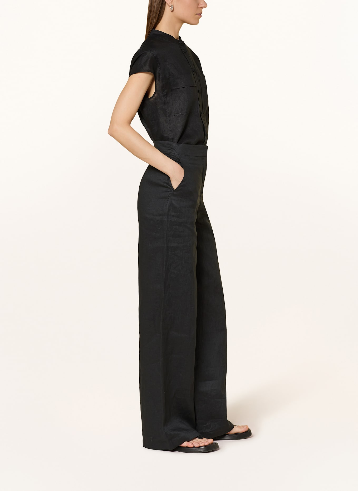 Max Mara STUDIO Linen trousers GARIBO in black