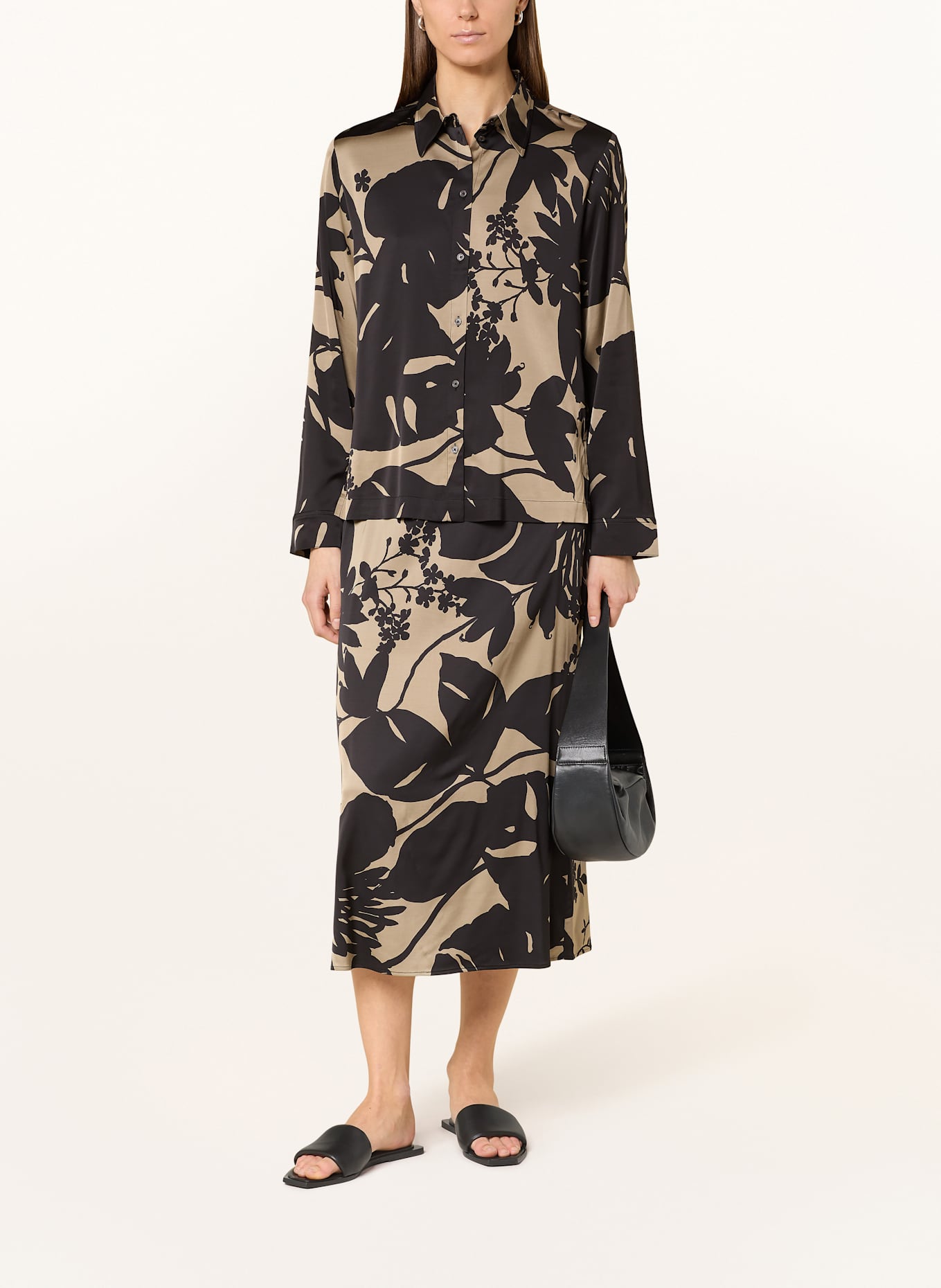 Marc O'Polo Koszula z satyny: CZARNY / BEŻOWY