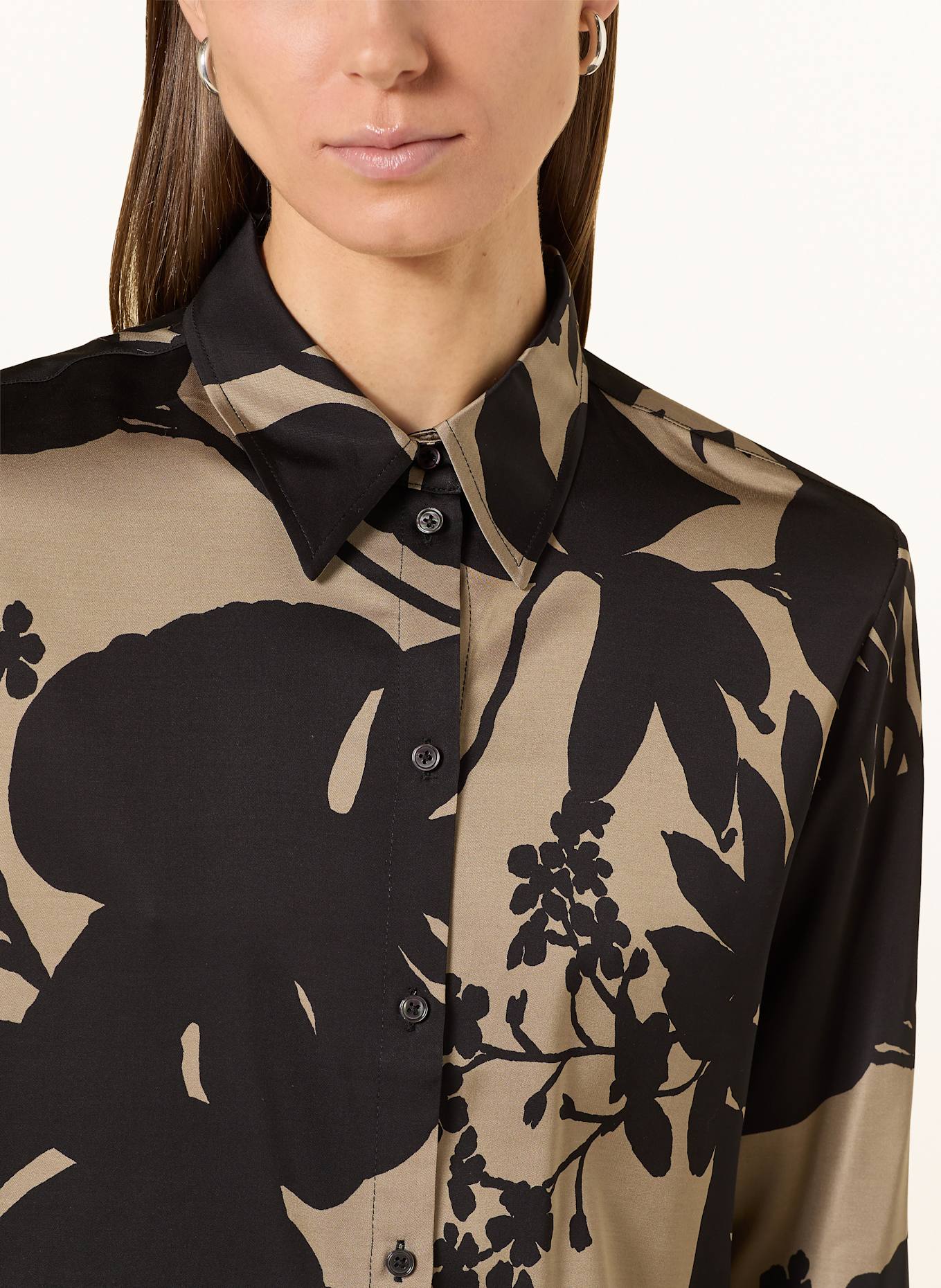 Marc O'Polo Koszula z satyny: CZARNY / BEŻOWY