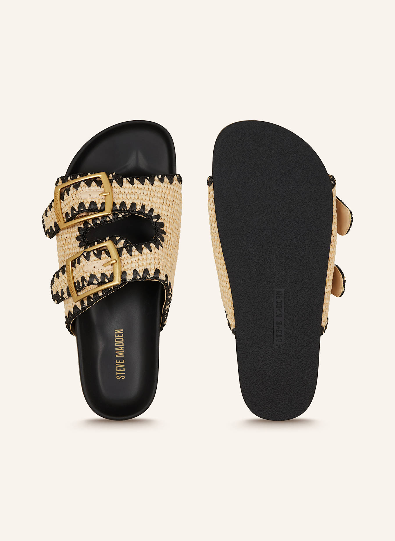 STEVE MADDEN Slides ON DECK: CREAM / BLACK