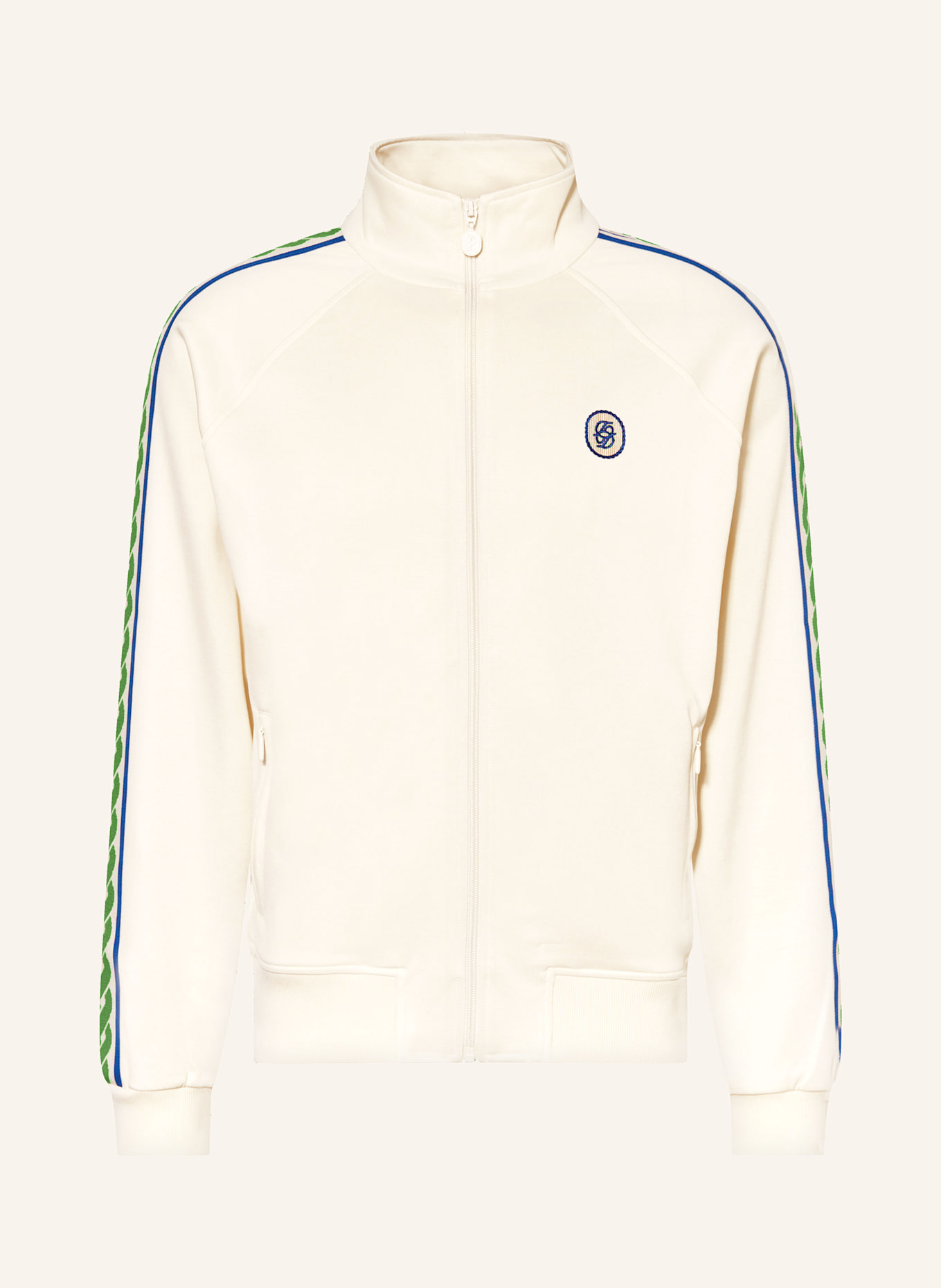DRÔLE DE MONSIEUR LA TRACK sweat jacket: ECRU / BLUE / GREEN