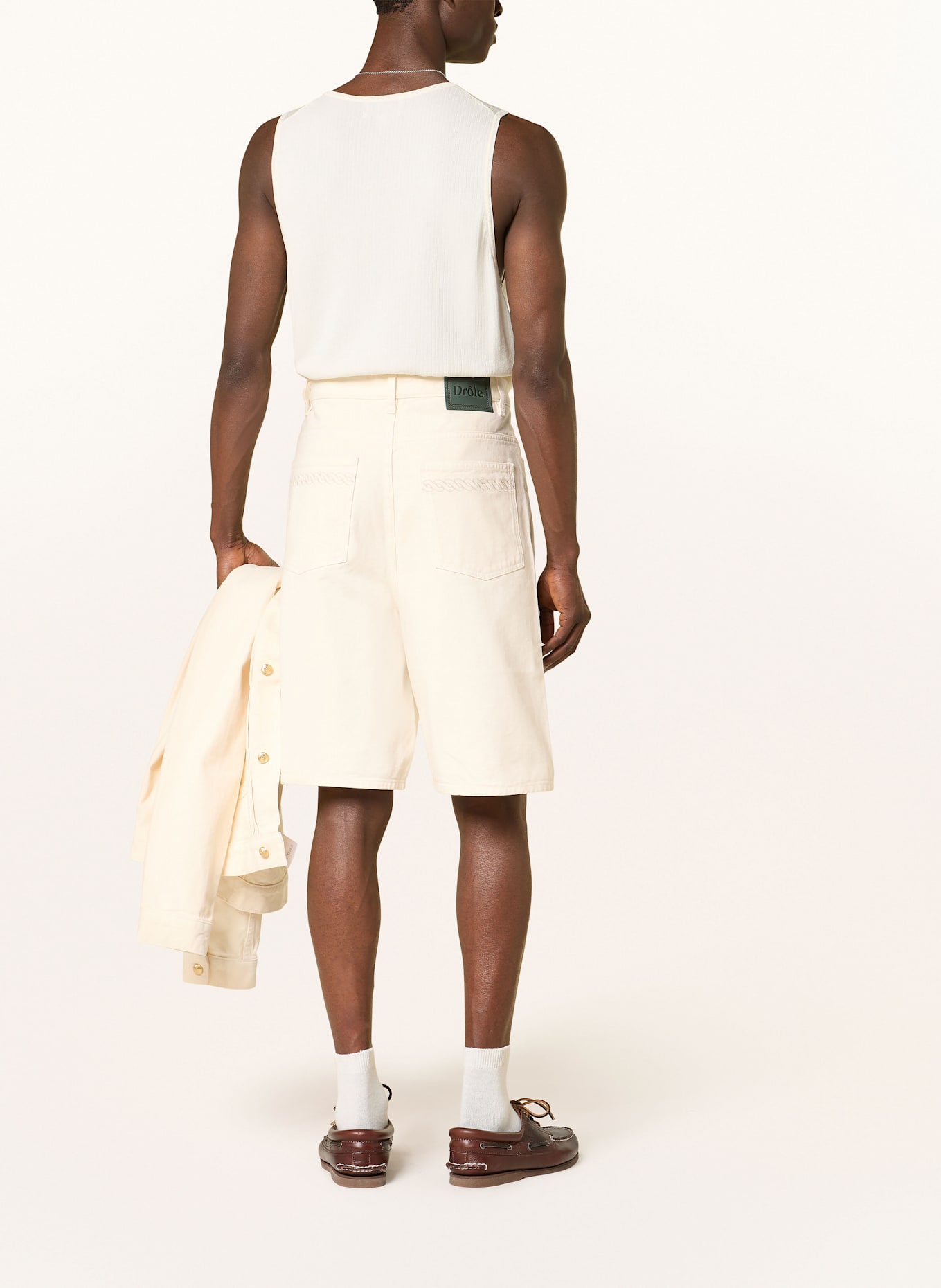 DRÔLE DE MONSIEUR Baggy fit denim shorts: ECRU