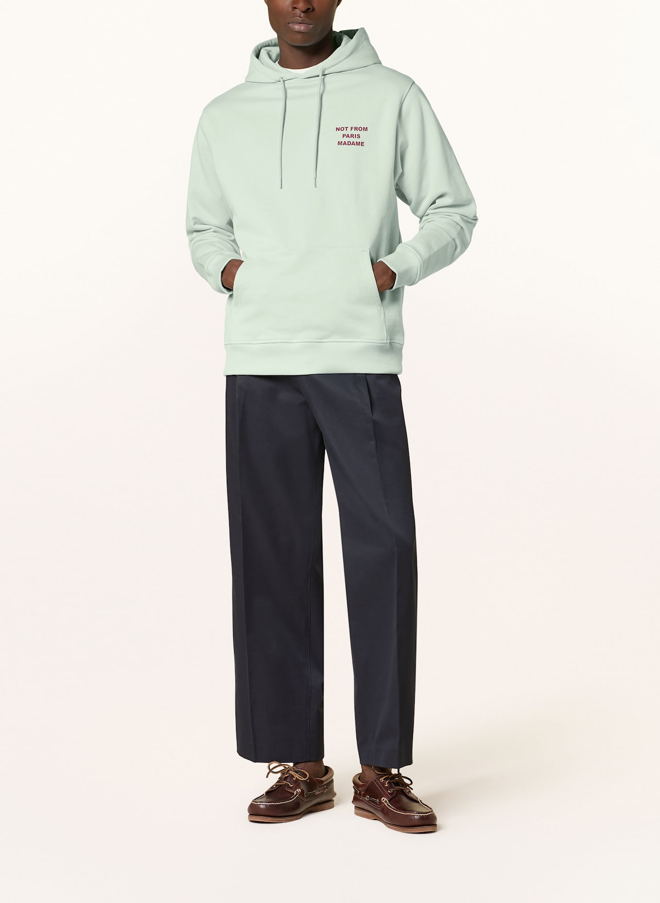 DRÔLE DE MONSIEUR Hoodie: LIGHT BLUE/ DARK RED