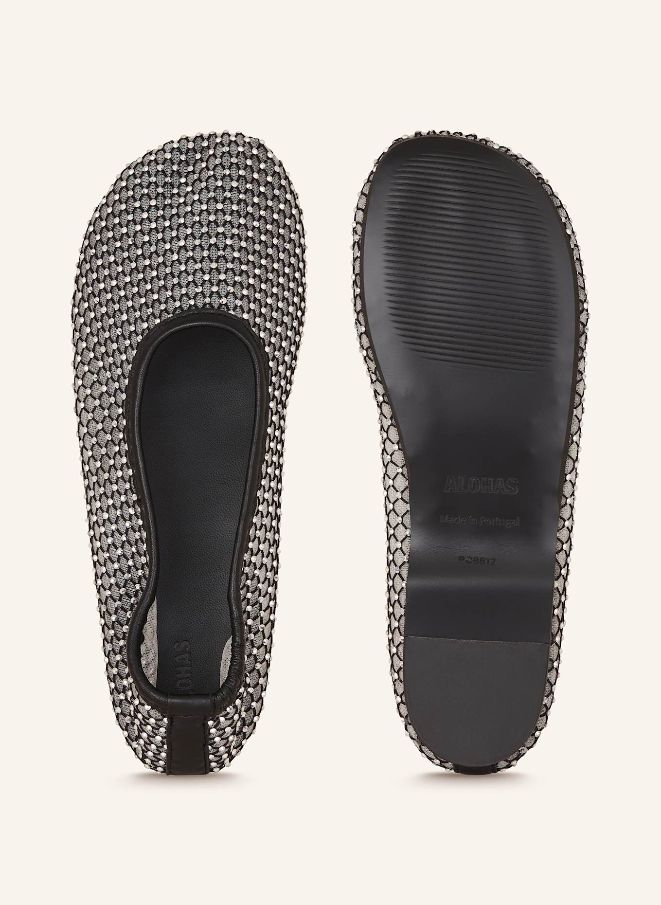 ALOHAS Ballerinas LORAIN mit Schmucksteinen: SCHWARZ / SILBER