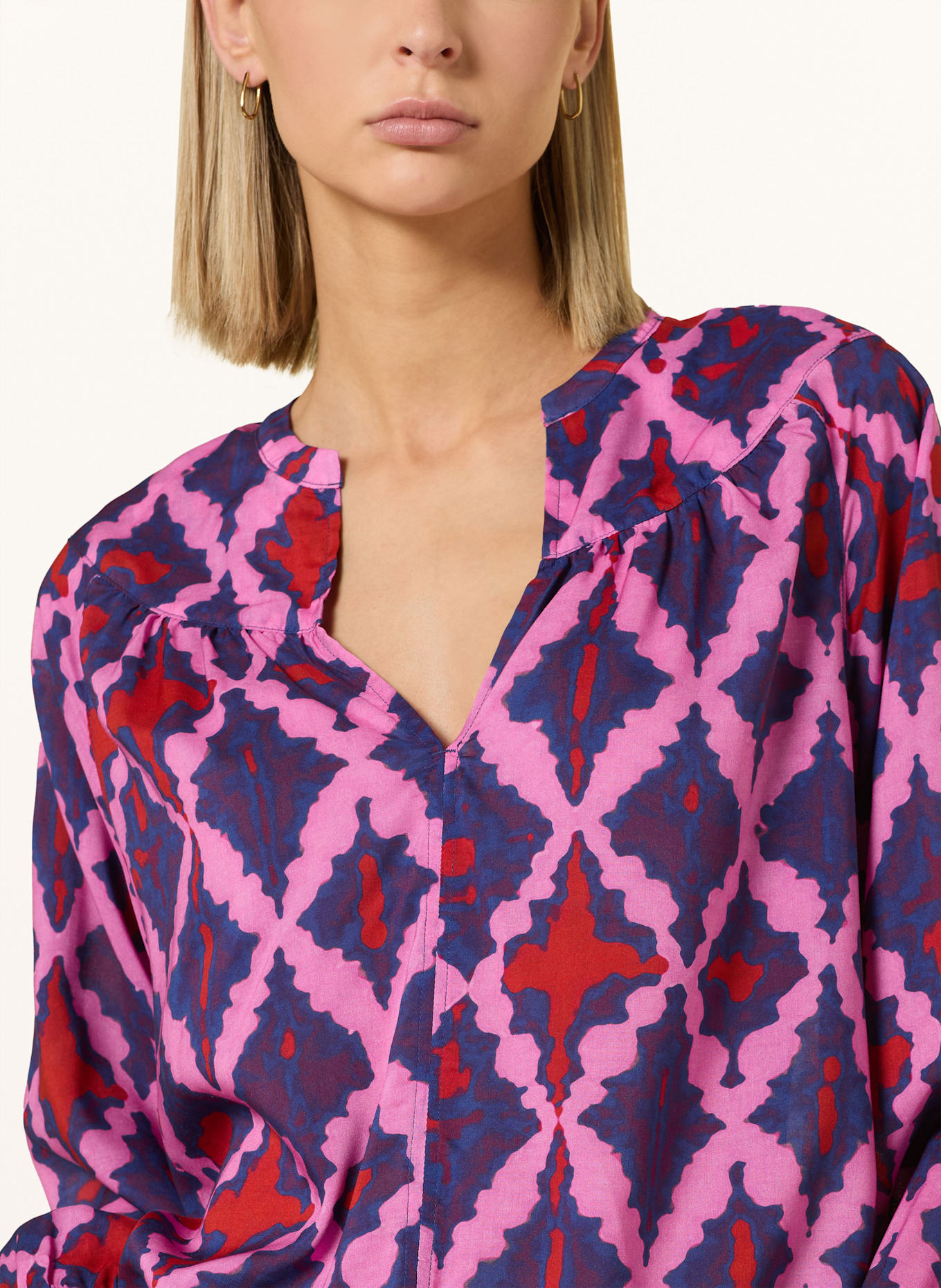 LANIUS Blusenshirt mit Seide: PINK / ROT / BLAU