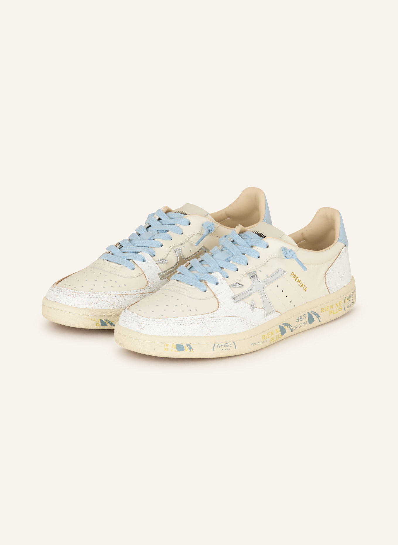 PREMIATA Sneaker: ECRU / WEISS / HELLBLAU