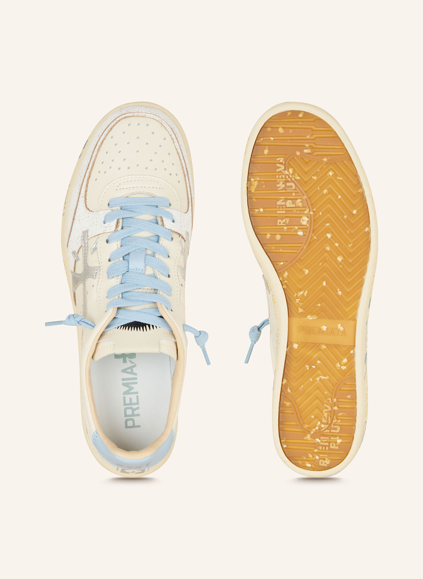 PREMIATA Sneaker: ECRU / WEISS / HELLBLAU