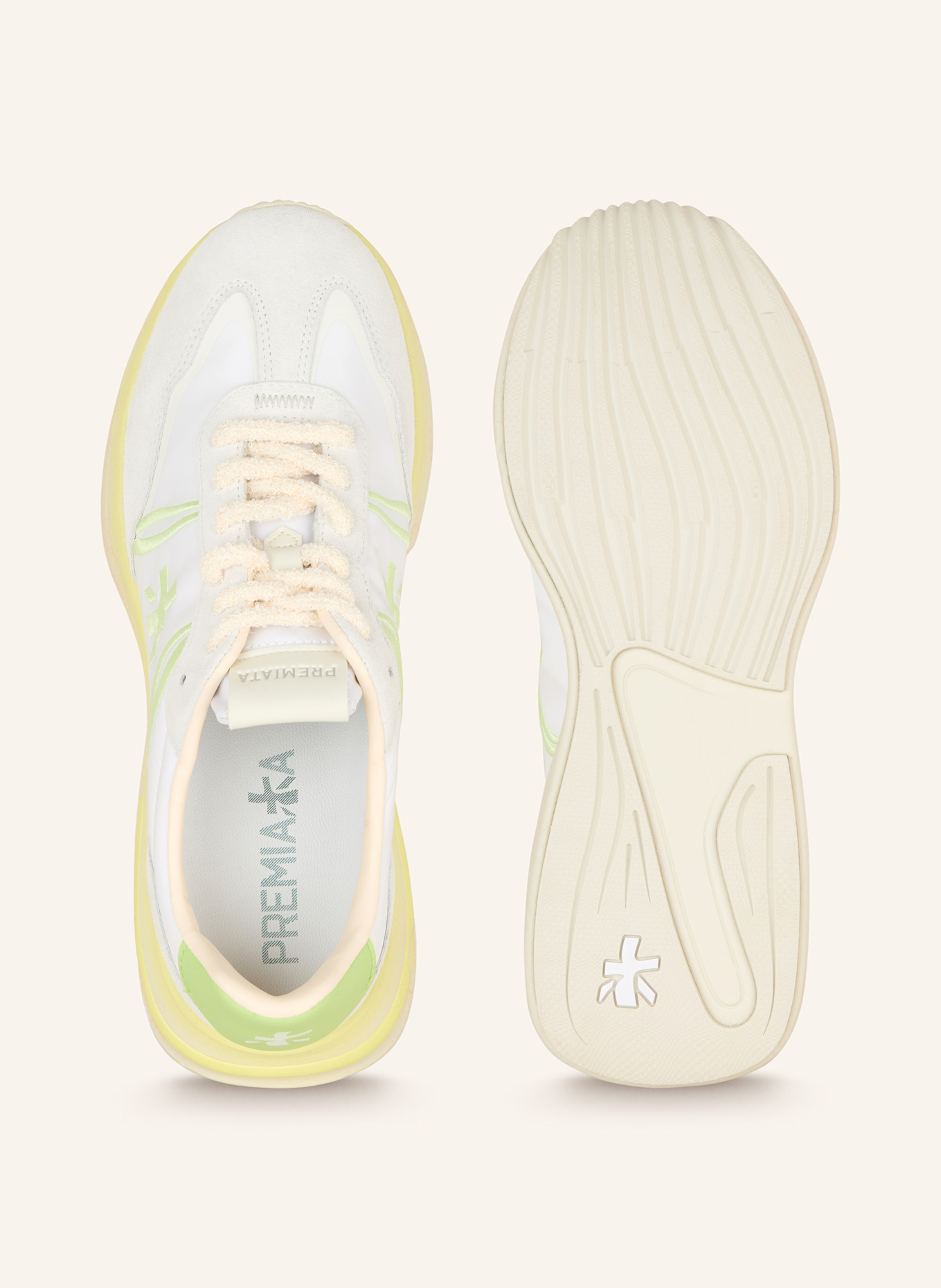 PREMIATA Sneaker CASSIE: WEISS/ HELLGRAU/ HELLGELB