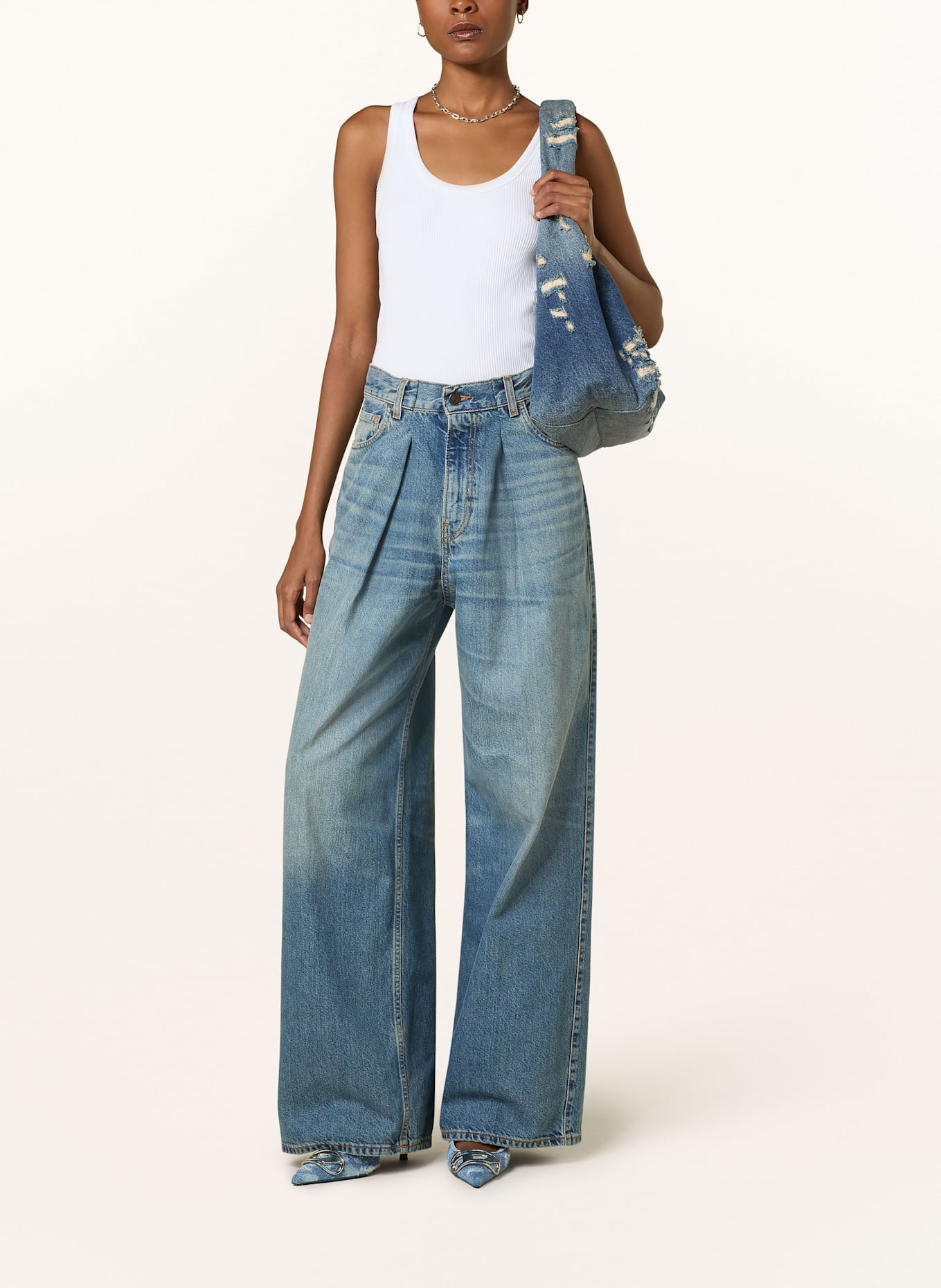 HAIKURE Wide leg jeans CANDY BLUE in l0853 blue tencel
