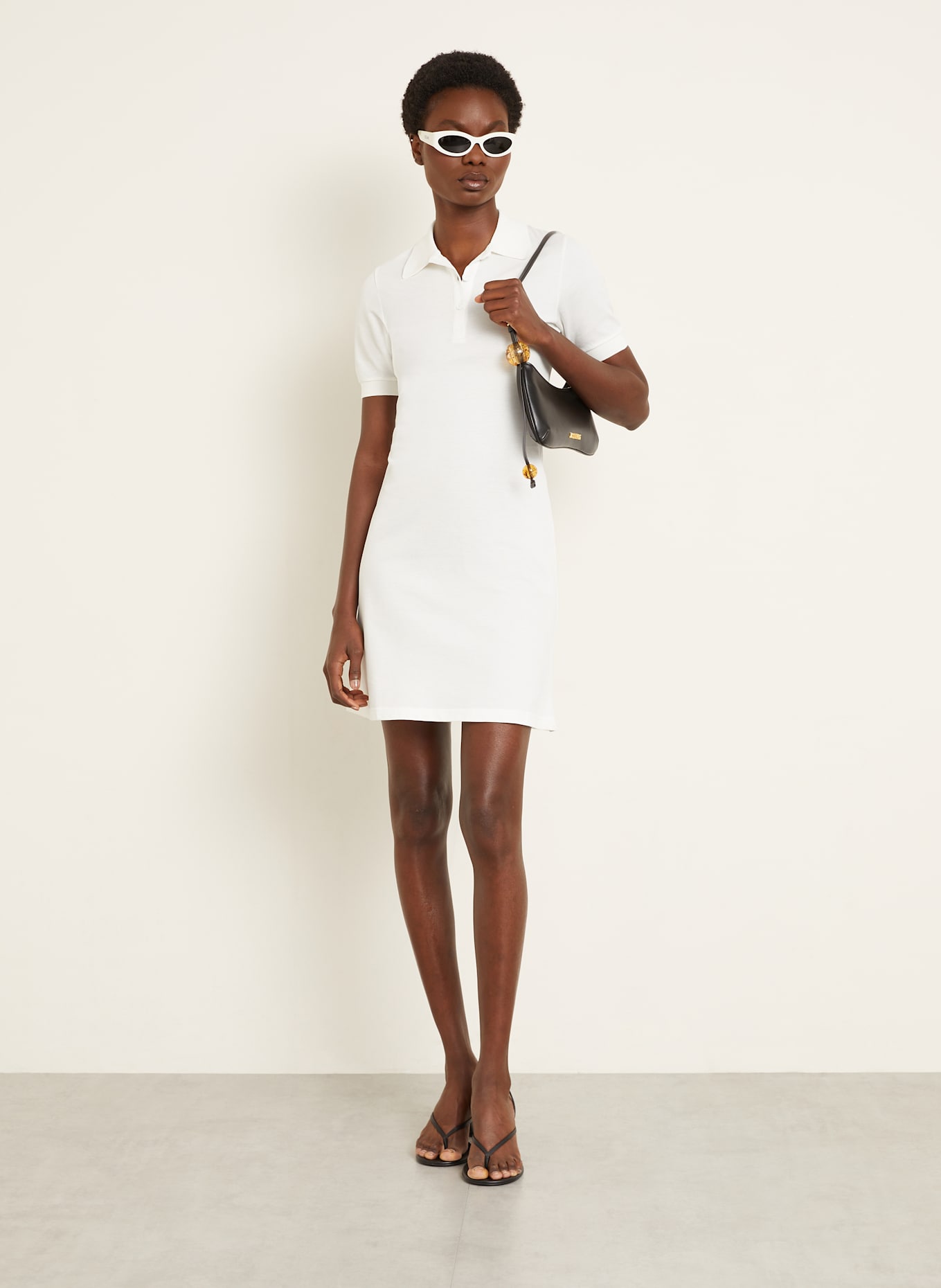 Courrèges Piqué polo dress in white