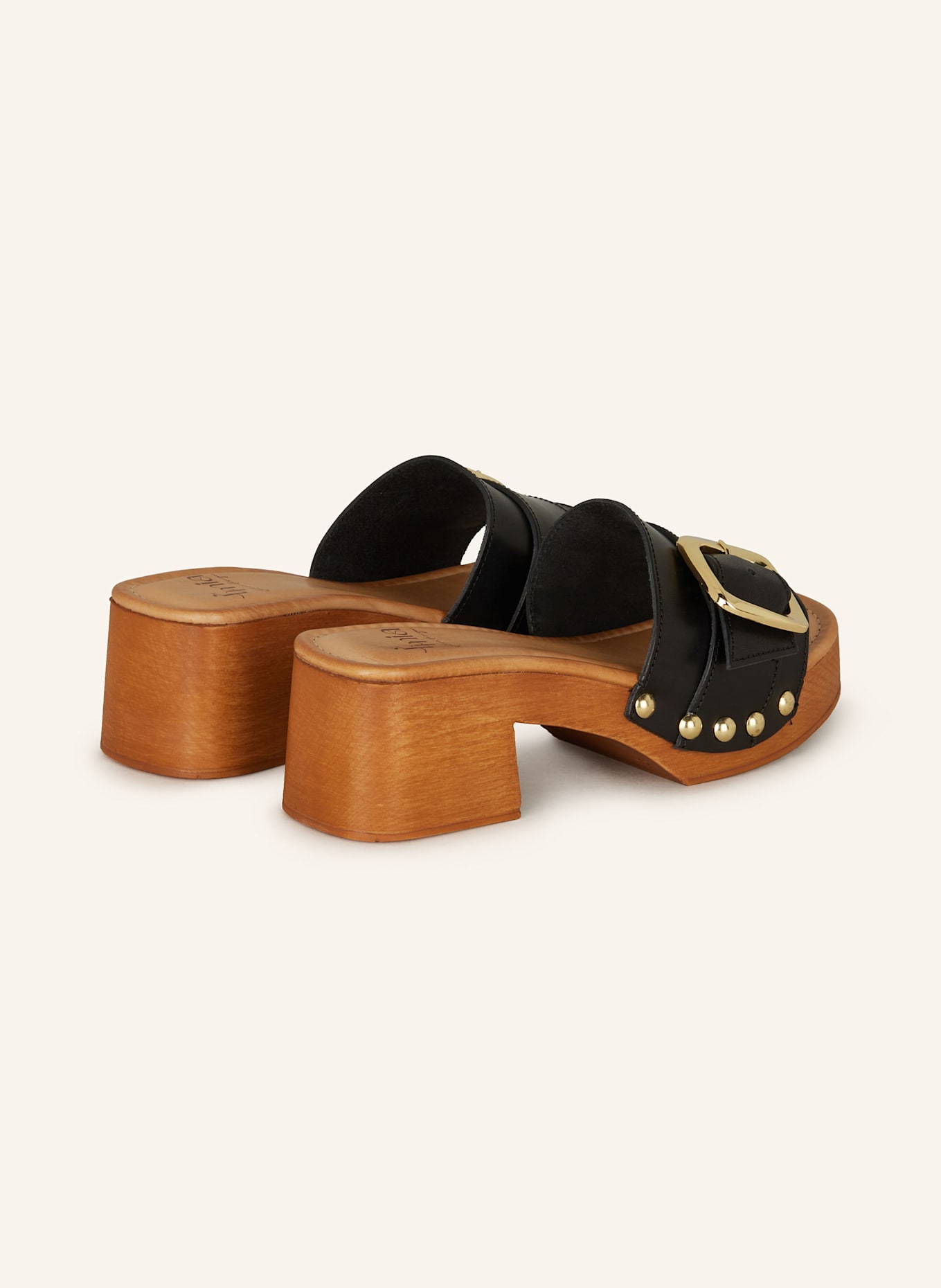 È MIA Plateau-Mules mit Nieten: SCHWARZ