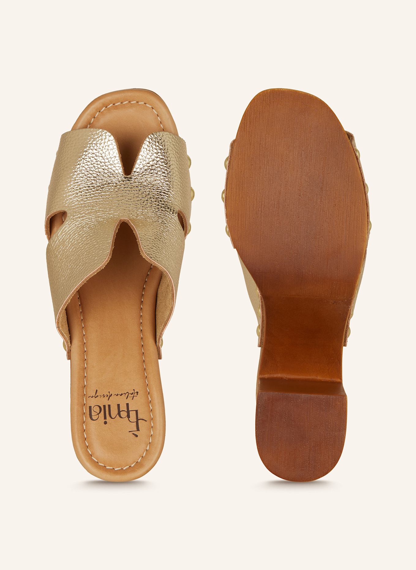 È MIA Mules mit Nieten: GOLD