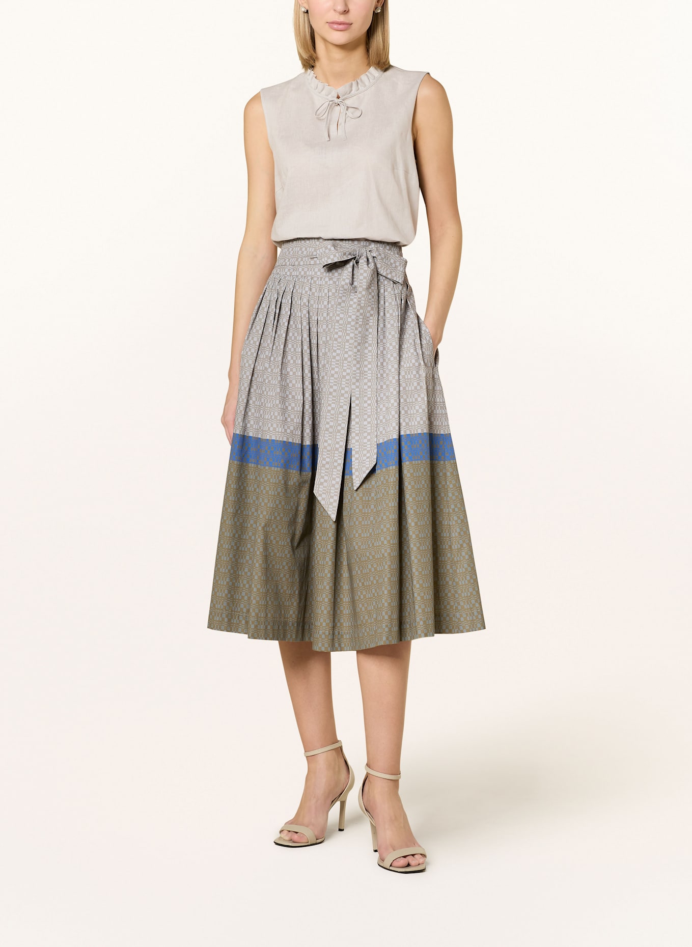 ROCKMACHERIN Bluzka do sukienki bawarskiej LIV, z dodatkiem lnu i falbankami: JASNOCZARY