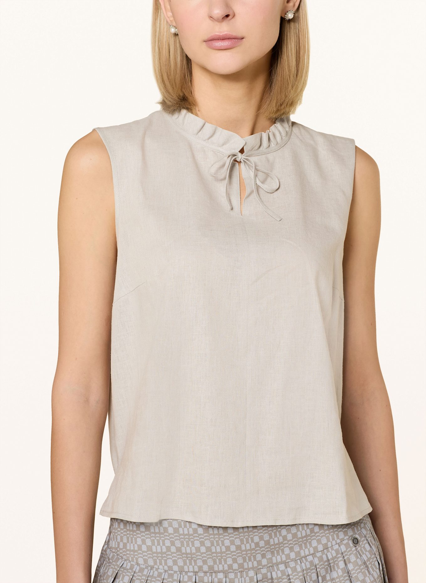 ROCKMACHERIN Bluzka do sukienki bawarskiej LIV, z dodatkiem lnu i falbankami: JASNOCZARY