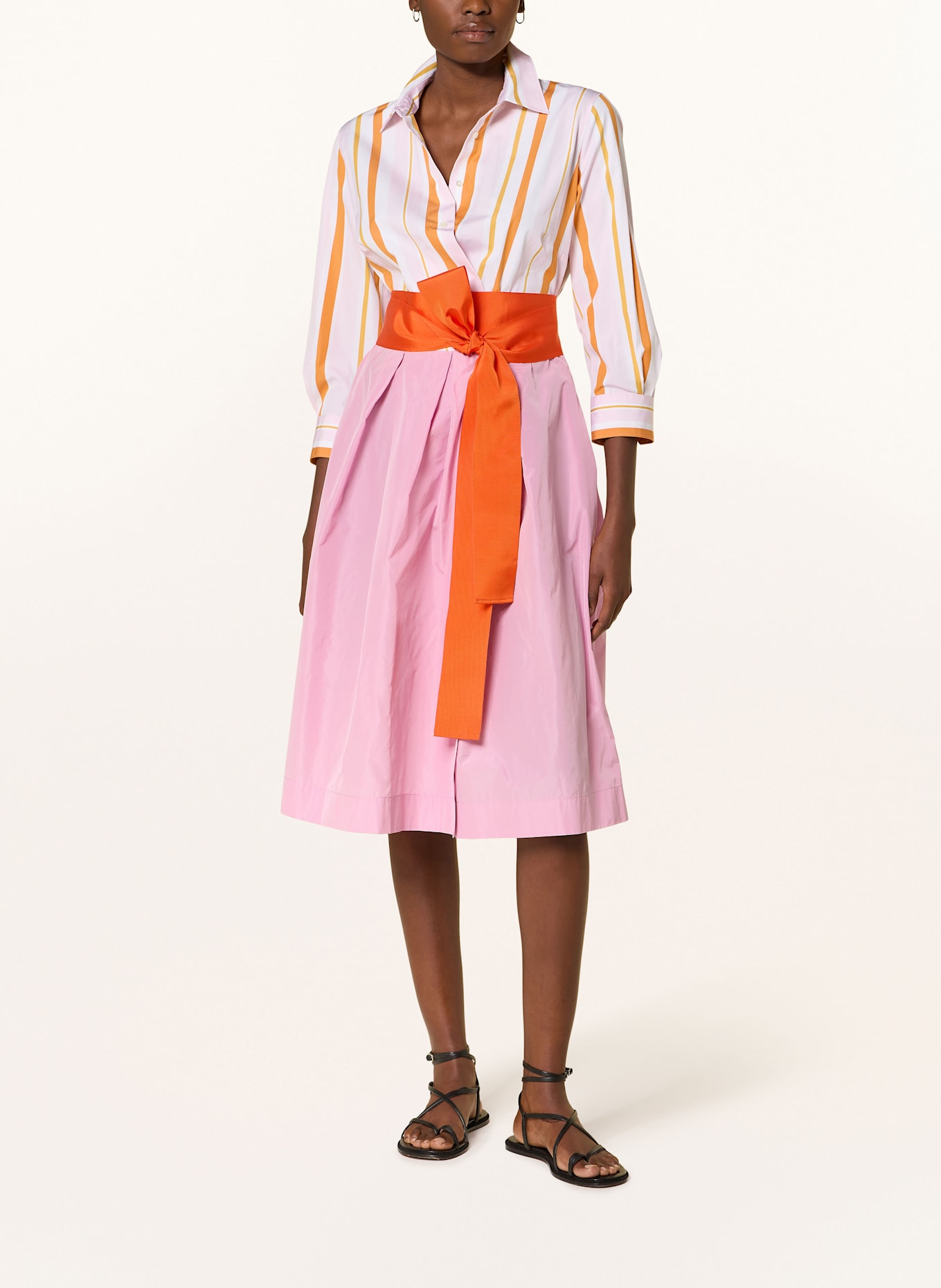 sara roka Kleid im Materialmix: ROSA / WEISS / ORANGE