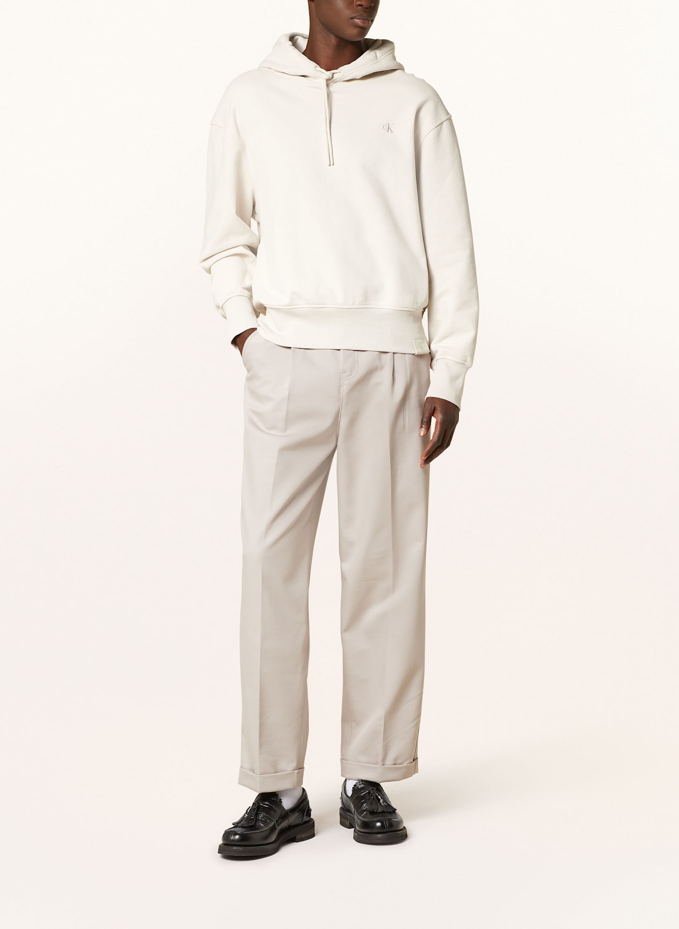 Calvin Klein Jeans Hoodie: BEIGE / LIGHT GRAY