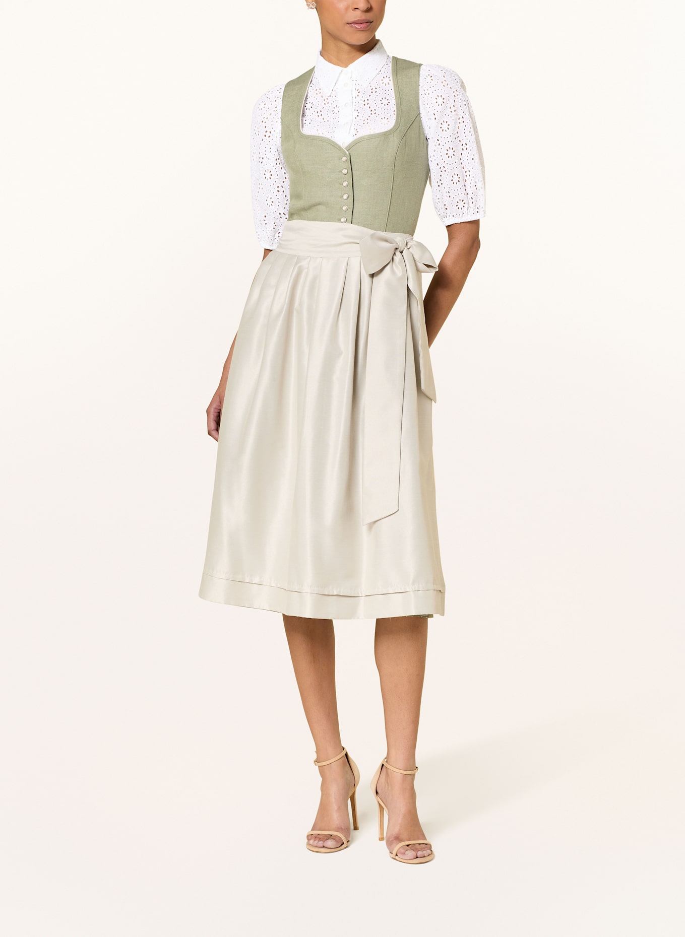 Heimatglück Tracht Dirndl blouse JANINA made of broderie anglaise: WHITE