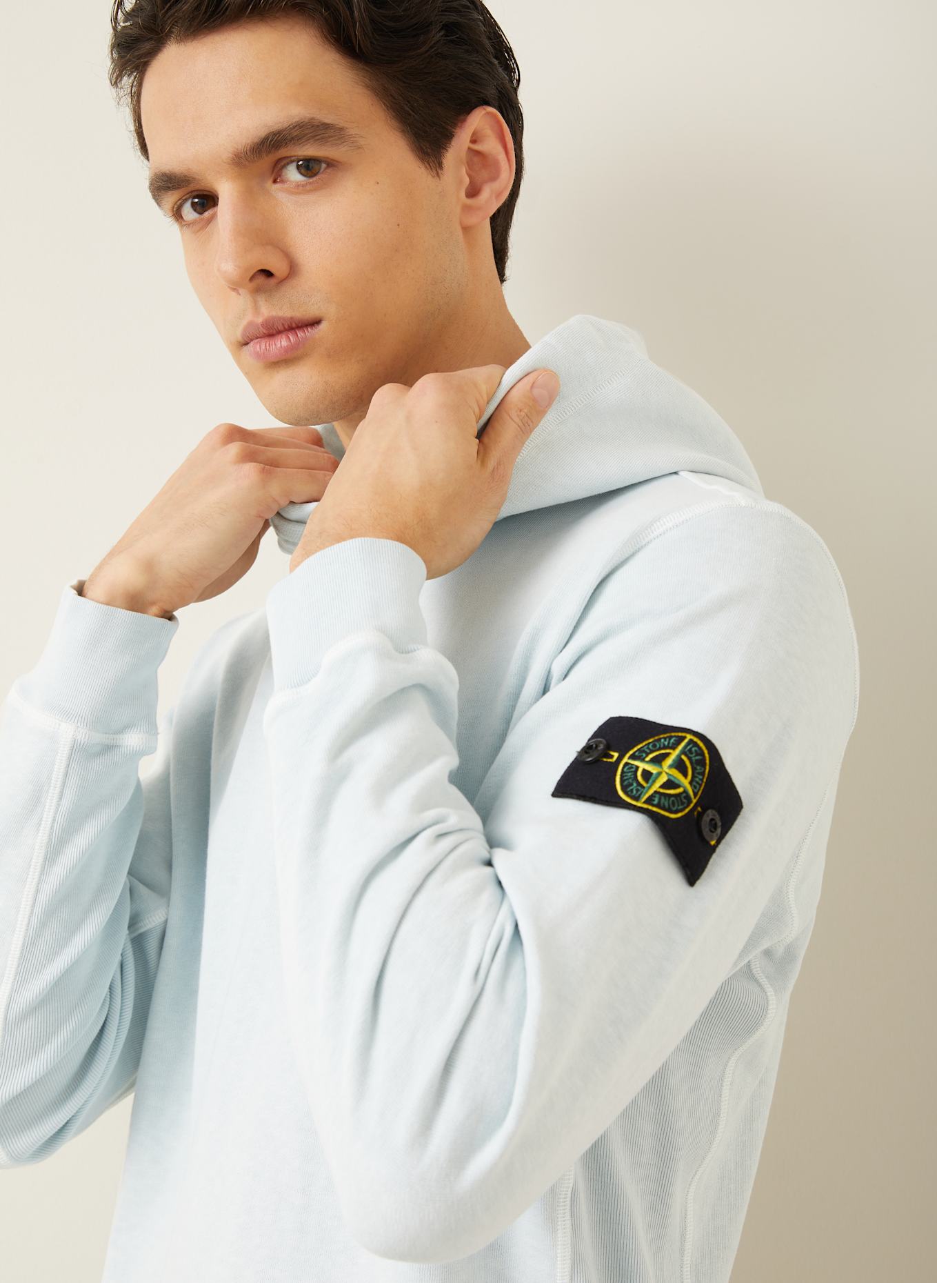 STONE ISLAND Hoodie: LIGHT BLUE