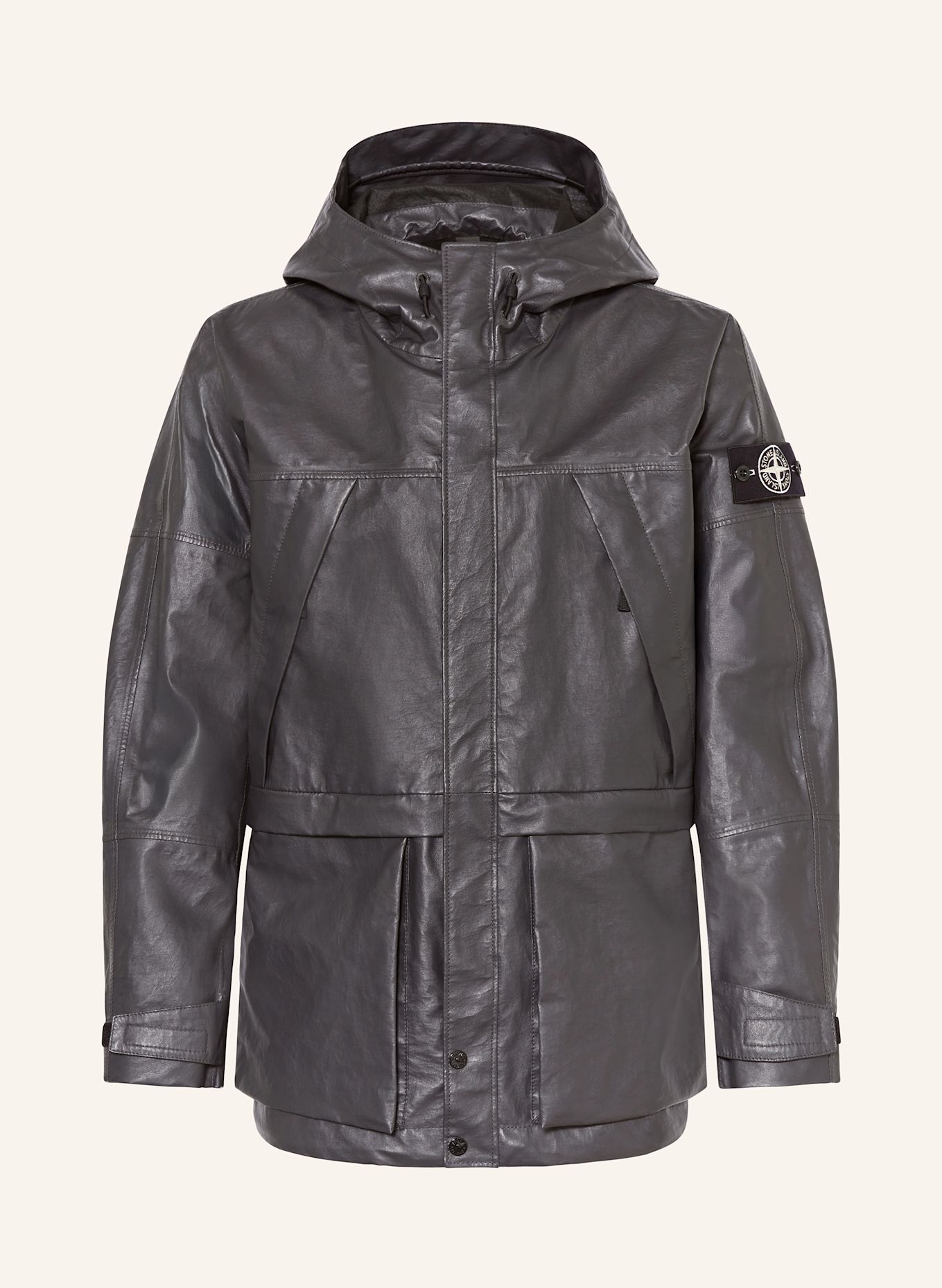 STONE ISLAND Lederjacke in dunkelgrau