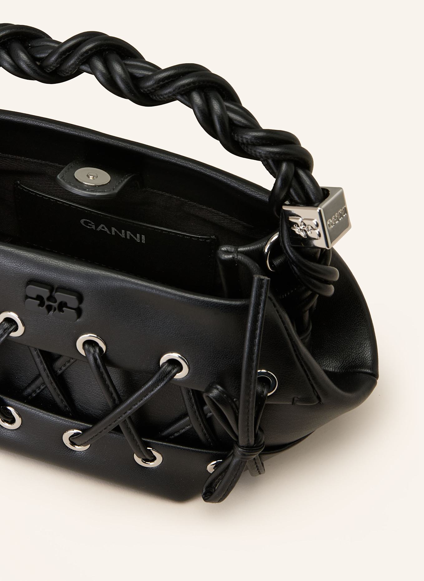 GANNI Torba na ramię BOU MINI: CZARNY